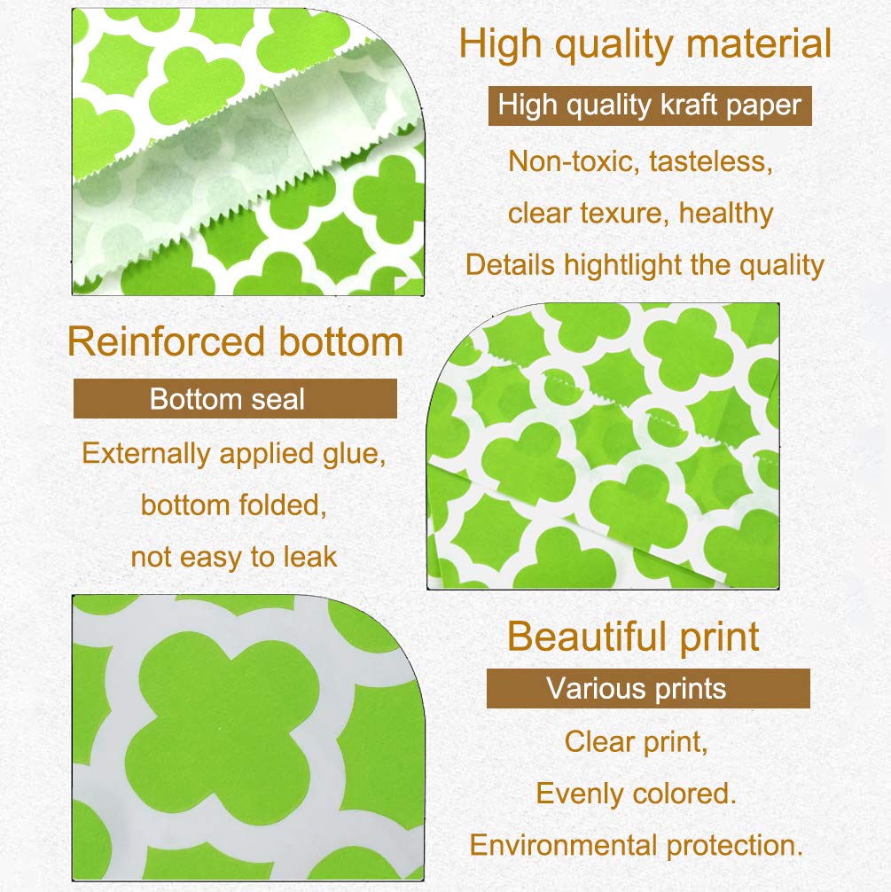 100 Pcs Lime Green Polka Dot Candy Buffet Bags - 5x7 inch Small Cookie & Treat Bags for Wedding, Birthday Party Favors - Perfect for Baby Showers, Bridal Showers & Holiday Celebrations