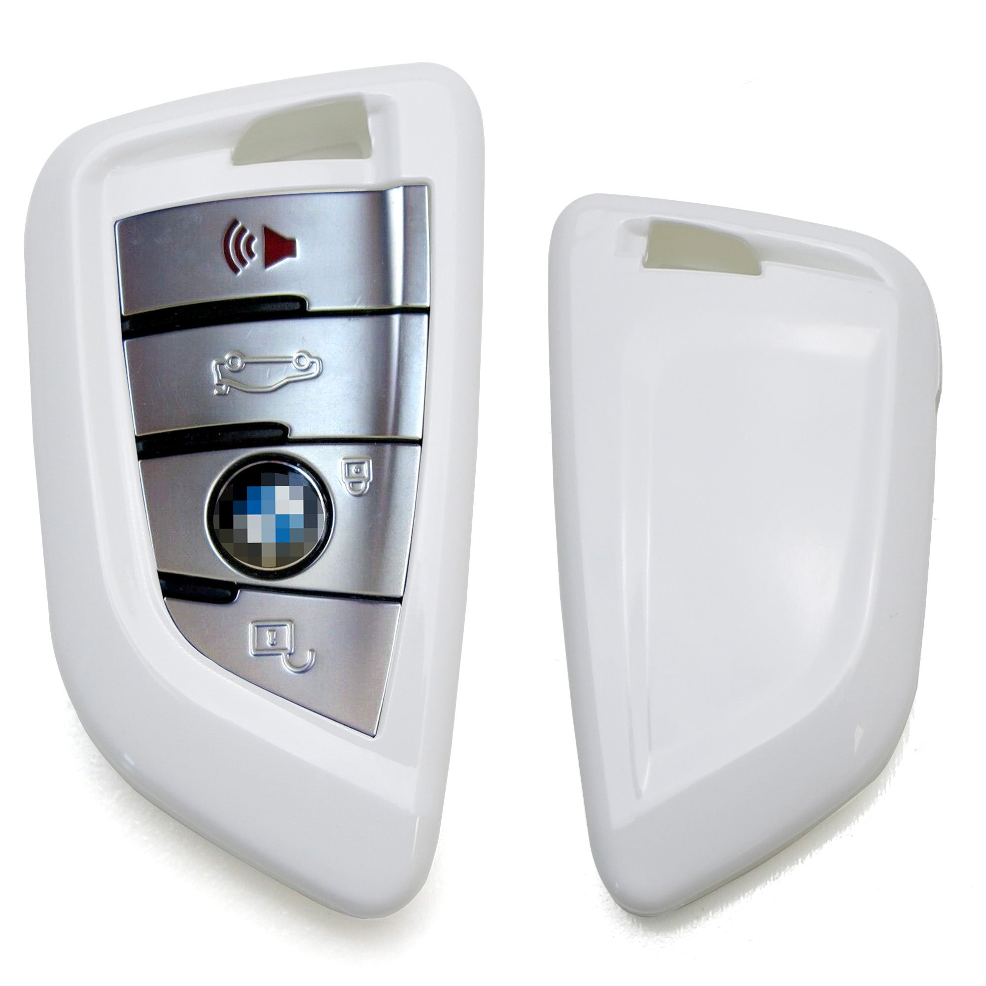 Premium Glossy White Smart Key Fob Shell Cover Replacement for BMW X1 X4 X5 X6 5 Series 7 Series - Exact Fit Protection & Style Upgrade for Your Car Keys