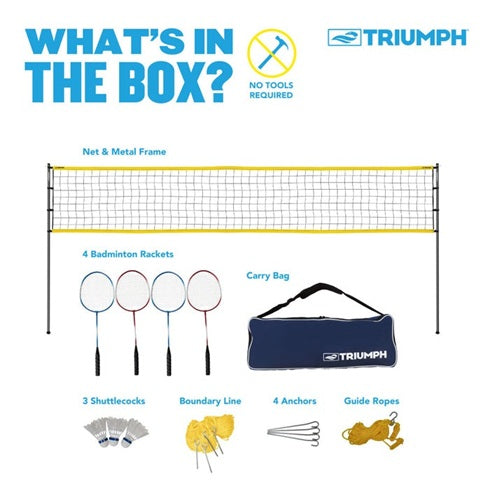 All Pro Competition Badminton Set - Professional Grade Badminton Racket, Shuttlecocks & Net for Tournament Play - Perfect for Backyard Games, Gym Class & Competitive Matches