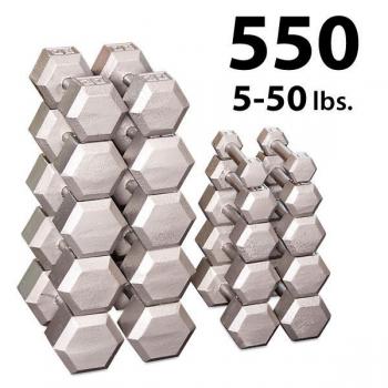 Body Solid Cast Iron Hex Dumbbell Set (5-50 lbs) - Premium Weight Lifting Equipment for Home Gym, Strength Training & CrossFit Workouts