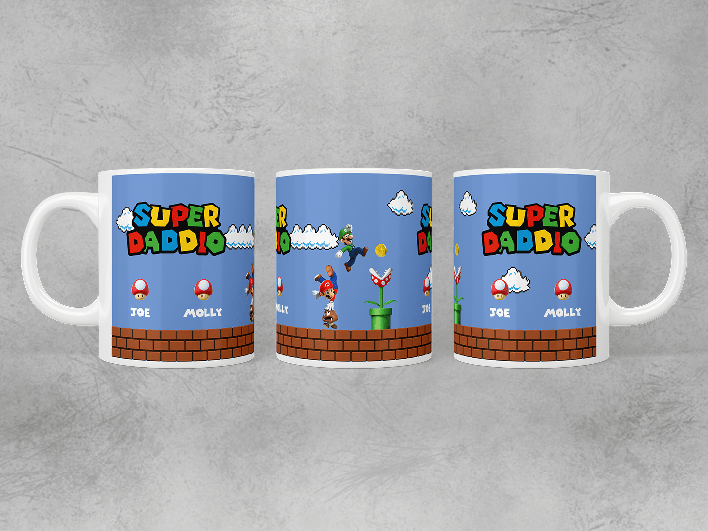 Personalized Super Daddio Coffee Mug - Best Gift for Father's Day, Birthday & Retirement - Funny Dad Cup for Office, Home & Camping Use