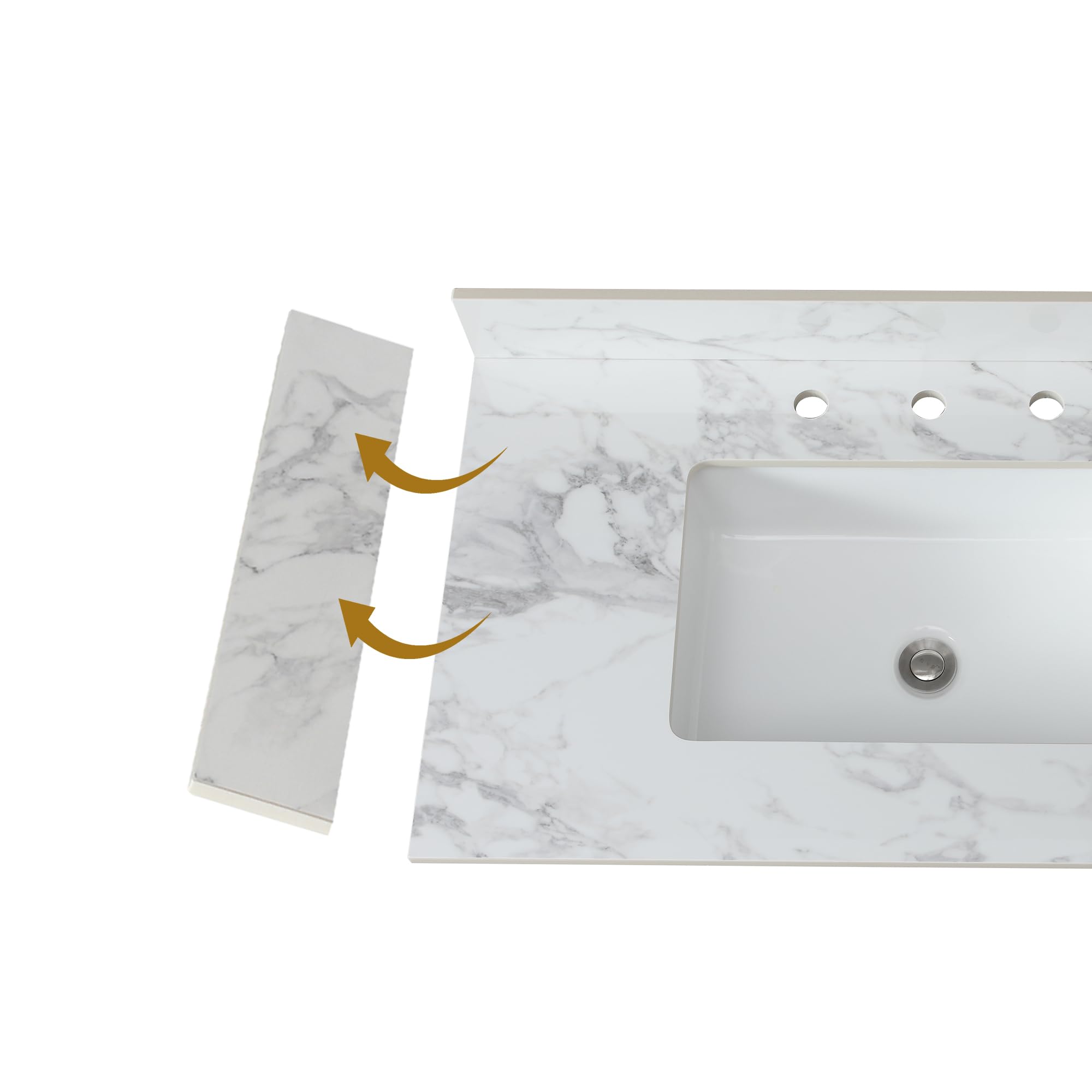 22 Inch Engineered Marble Bathroom Vanity Sink Top with Side Splash - Bianco Carrara White | Perfect Match for Vanity Countertop | Ideal for Modern Bathroom Renovation & Home Upgrade