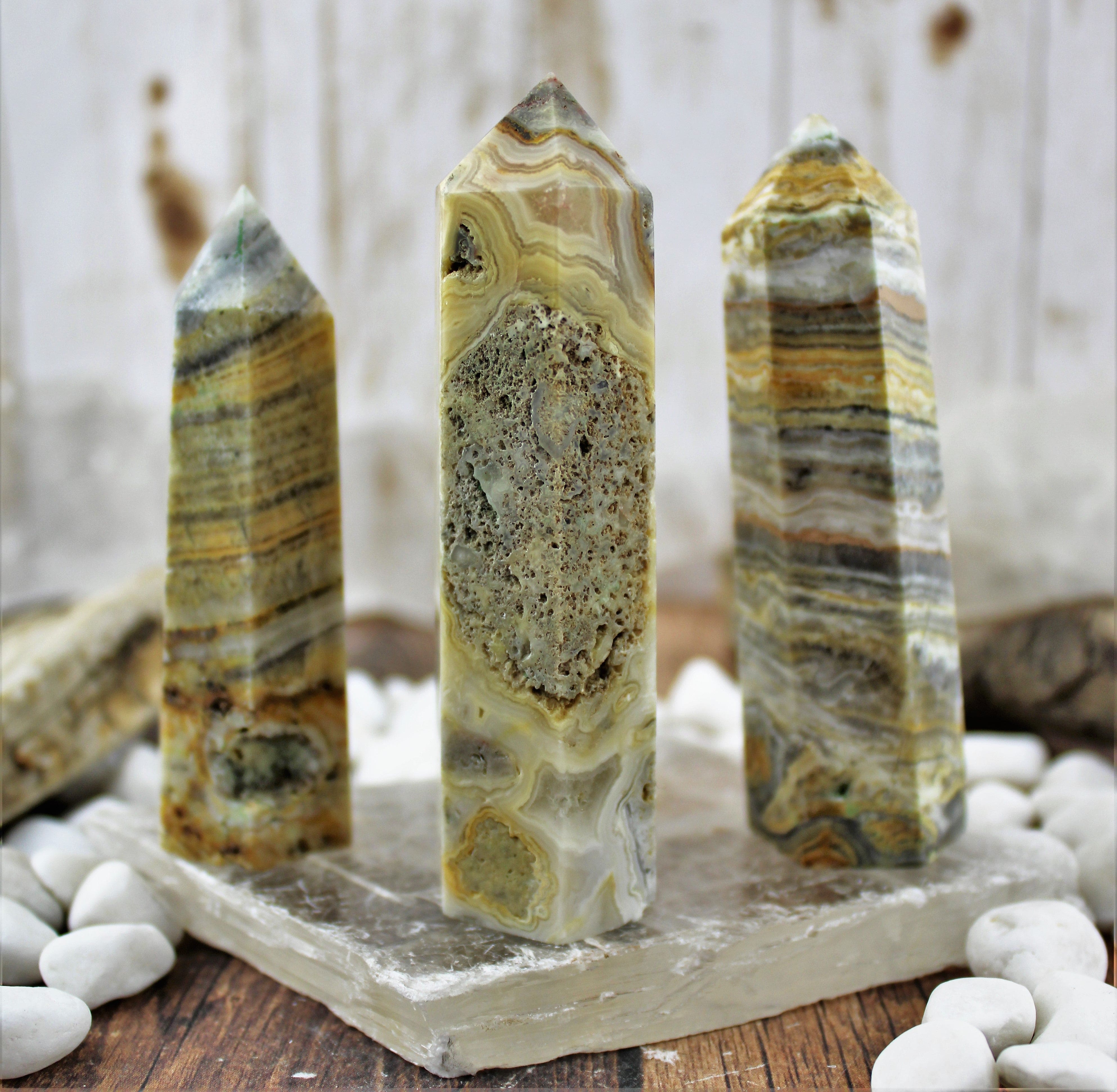 Natural Crazy Lace Agate Crystal Tower - Healing Stone for Meditation, Reiki & Home Decor | Spiritual Energy Generator for Office Desk & Sacred Space