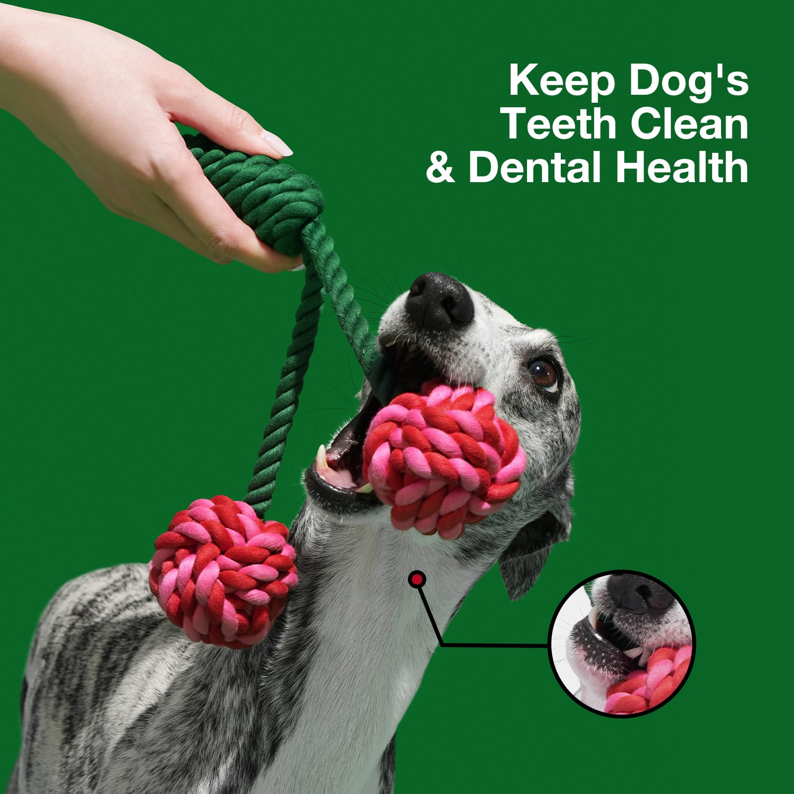 VETRESKA Durable Dog Rope Toys for Large Breed Dogs - Heavy Duty Tug of War Chew Toy with Ergonomic Handle for Puppy Training, Teething Relief & Interactive Play | Perfect for Outdoor Activities, Indoor Games & Holiday Gifts (Cherry Red)