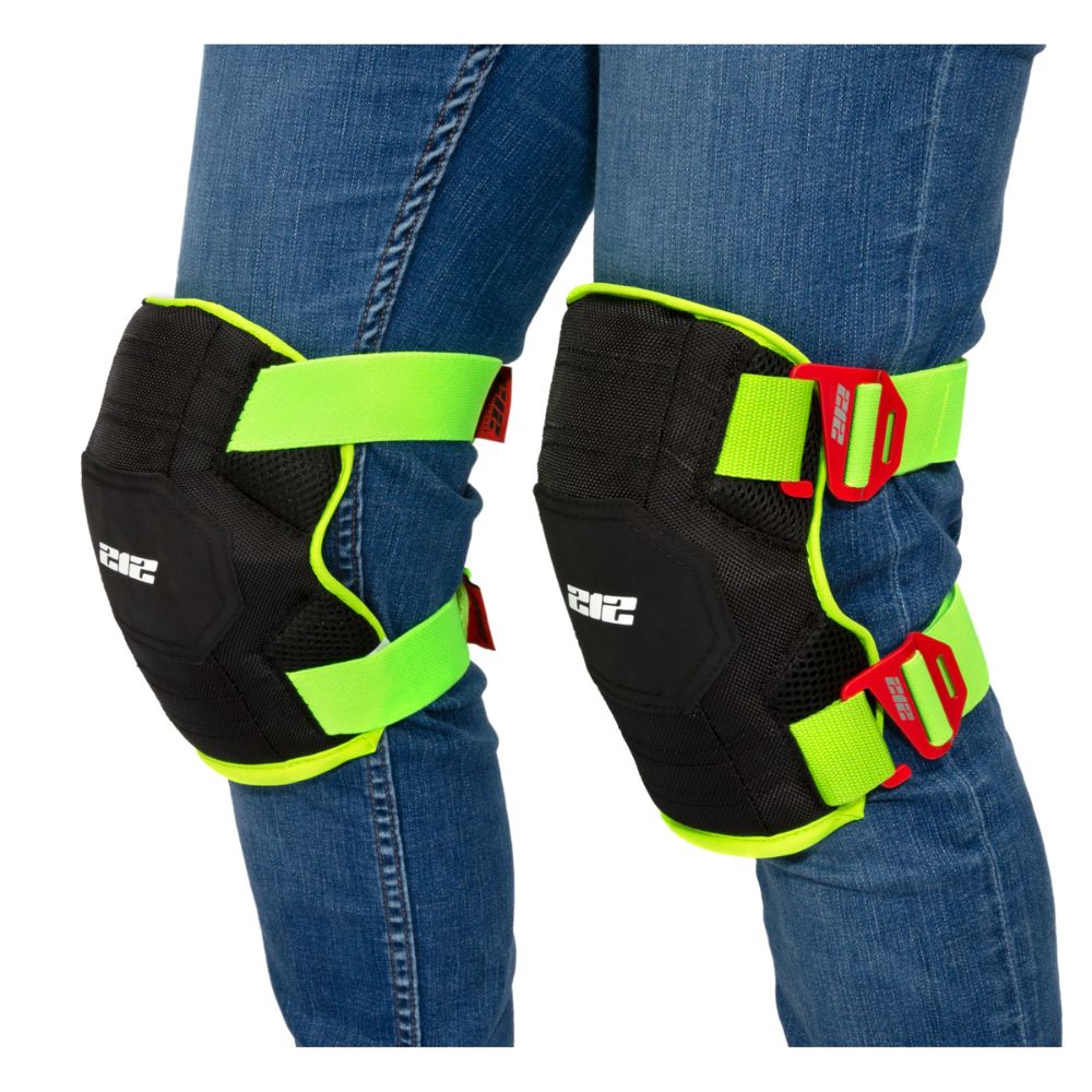 212 Performance GKP 88 Breathable Mesh Gel Core Foam Knee Pads with High Visibility Straps - Green - Perfect for Construction, Gardening & Sports Protection