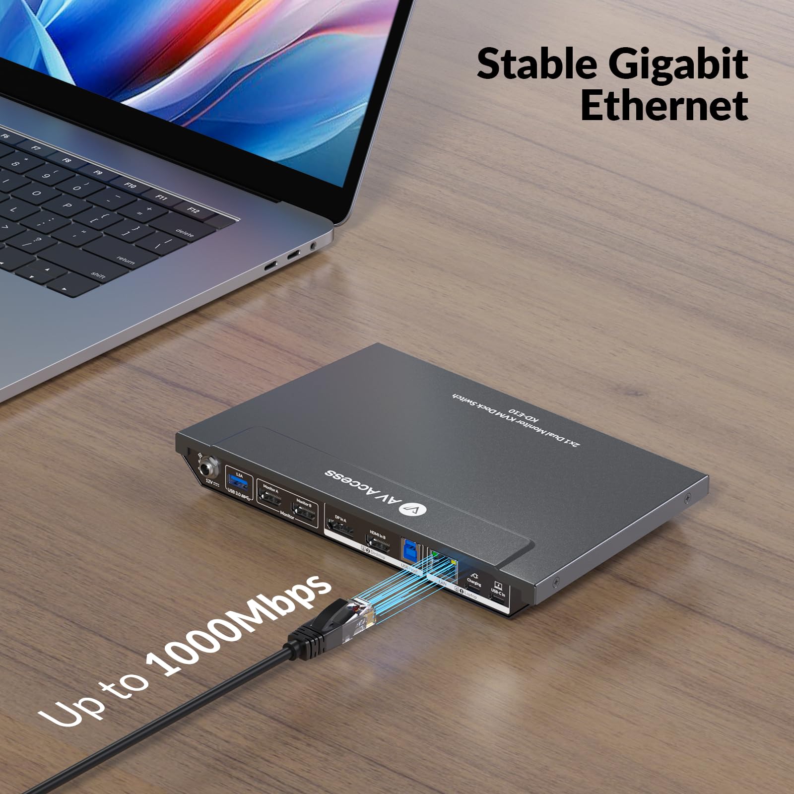 4K Dual Monitor KVM Switch for 2 Computers - 2 Port HDMI KVM Docking Station with EDID, 1G Ethernet, 100W USB-C Charging & 3 USB 3.0 Ports - Perfect for Home Office, Gaming & Multi-Tasking Workspaces