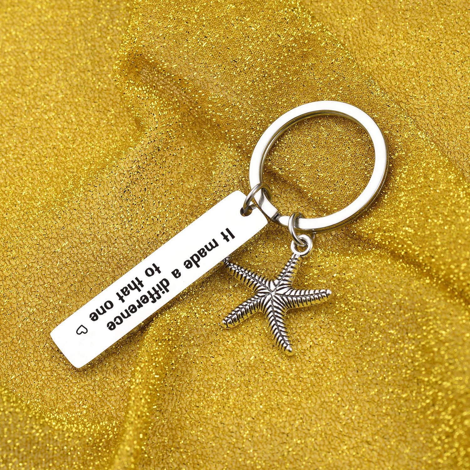 7RVZM Inspirational Starfish Story Keychain - Social Worker Gift, Volunteer Jewelry, Mother's Day Present, Nurse & Doctor Appreciation, Coworker Keyring - Perfect for Encouragement & Daily Motivation