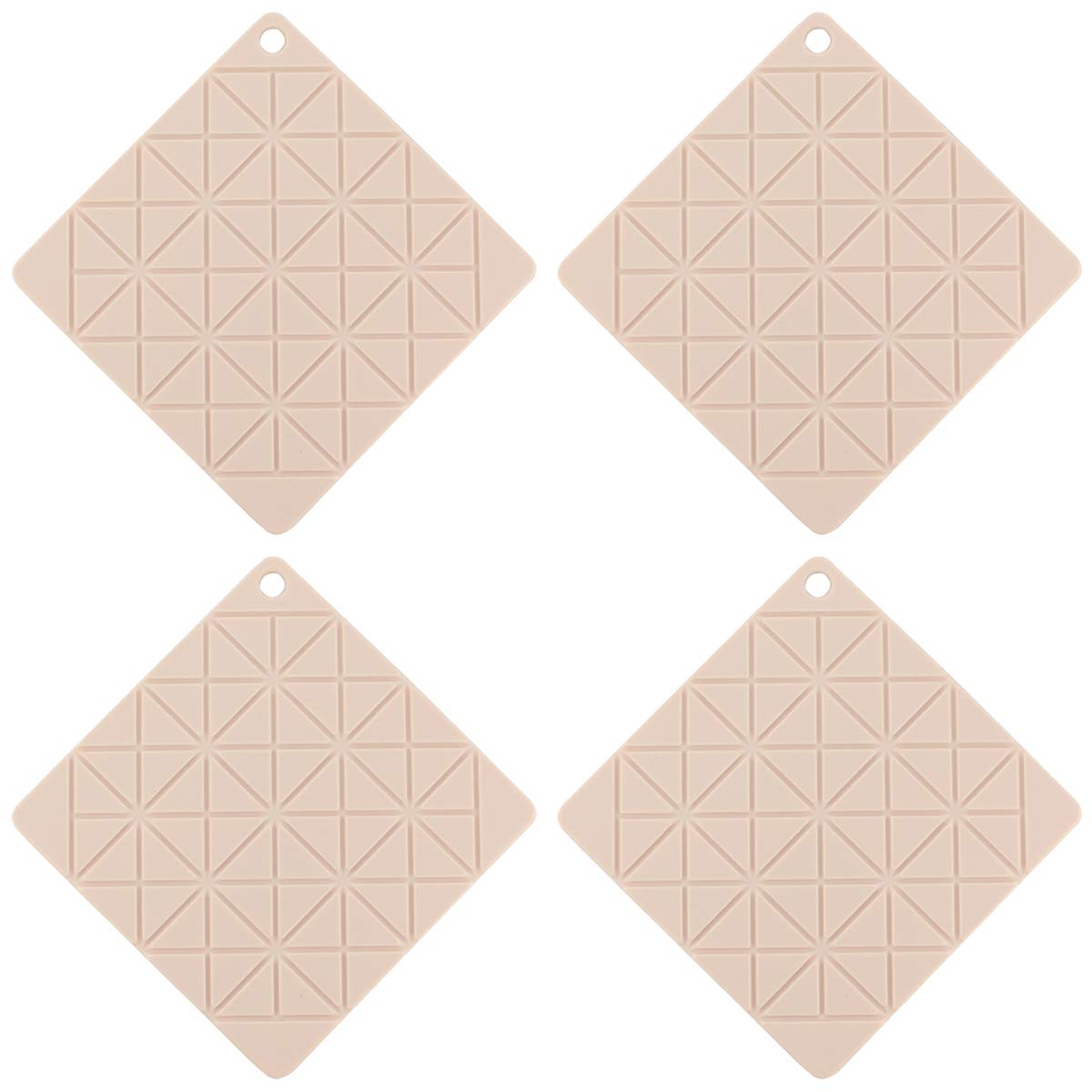 4 Pack Thick Silicone Placemats - Heat Resistant, Non-Slip Kitchen Mats for Bowls, Plates & Pots (Pink) - Perfect for Dining Tables, Countertops & Picnics