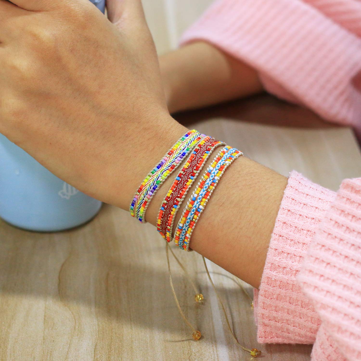 C·QUAN CHI Women's Colorful Wrap Bracelet - Handmade Adjustable Friendship Bracelet with Charms for Boho Style & Everyday Wear