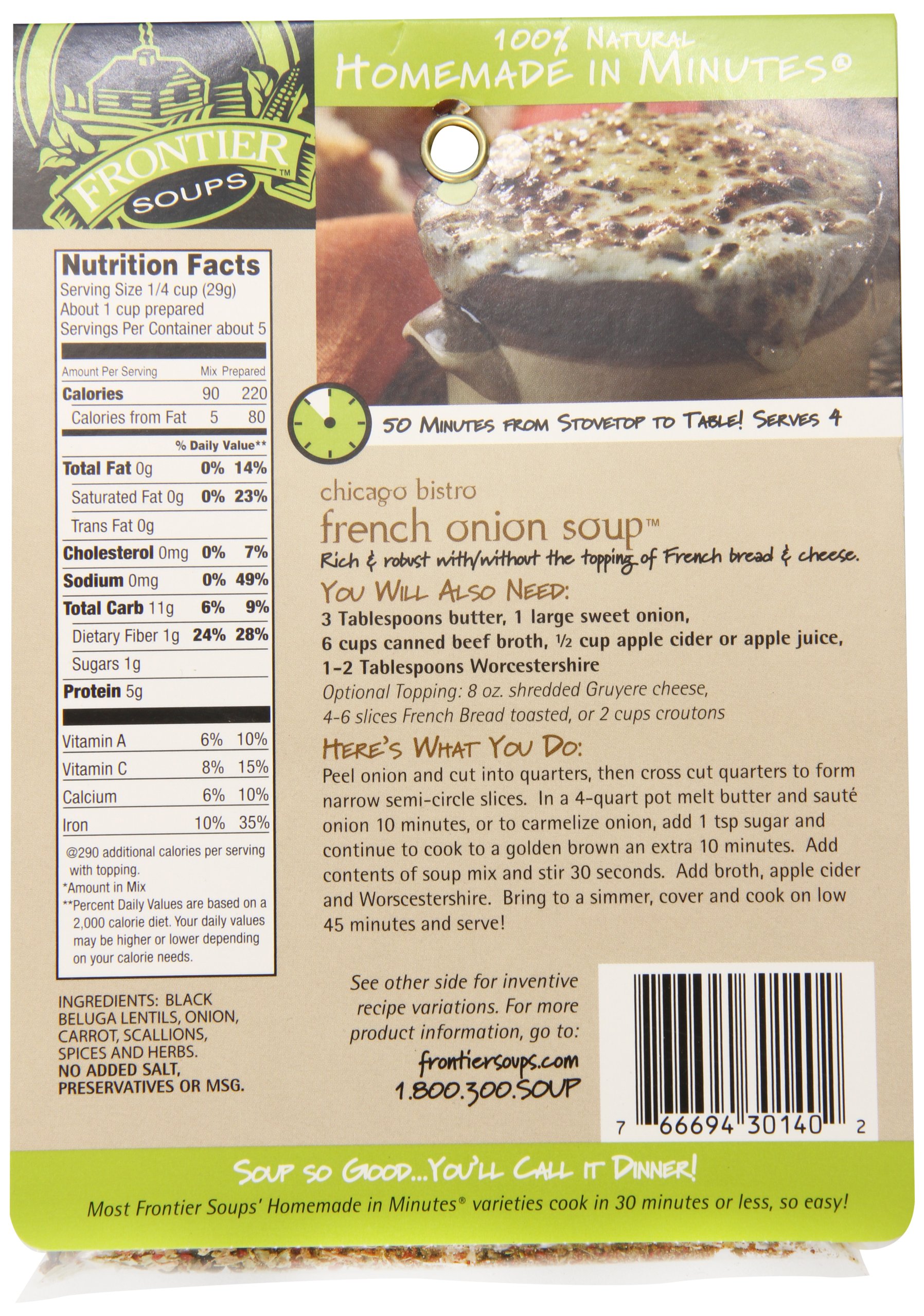 Frontier Soups Homemade In Minutes Soup Mix - Chicago Bistro French Onion, 4.75 oz | Easy & Quick Meal Prep for Busy Weeknights, Cozy Family Dinners & Comfort Food Lovers