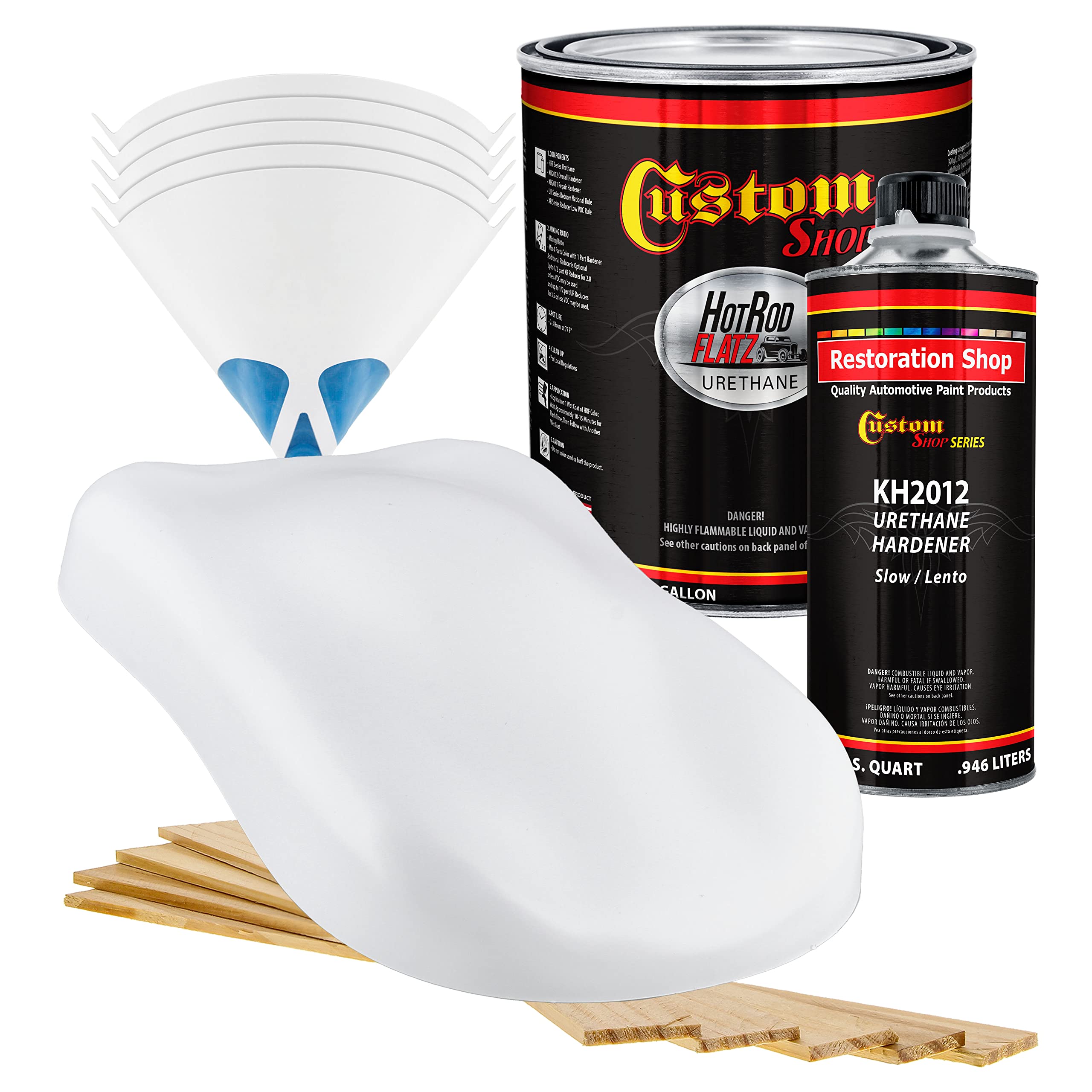 Fleet White Hot Rod Flatz Matte Satin Urethane Auto Paint Kit - 1 Gallon Complete Professional Automotive Coating for Cars & Trucks (4:1 Mix Ratio) - Ideal for Low Sheen Custom Paint Jobs & Hot Rod Restoration Projects