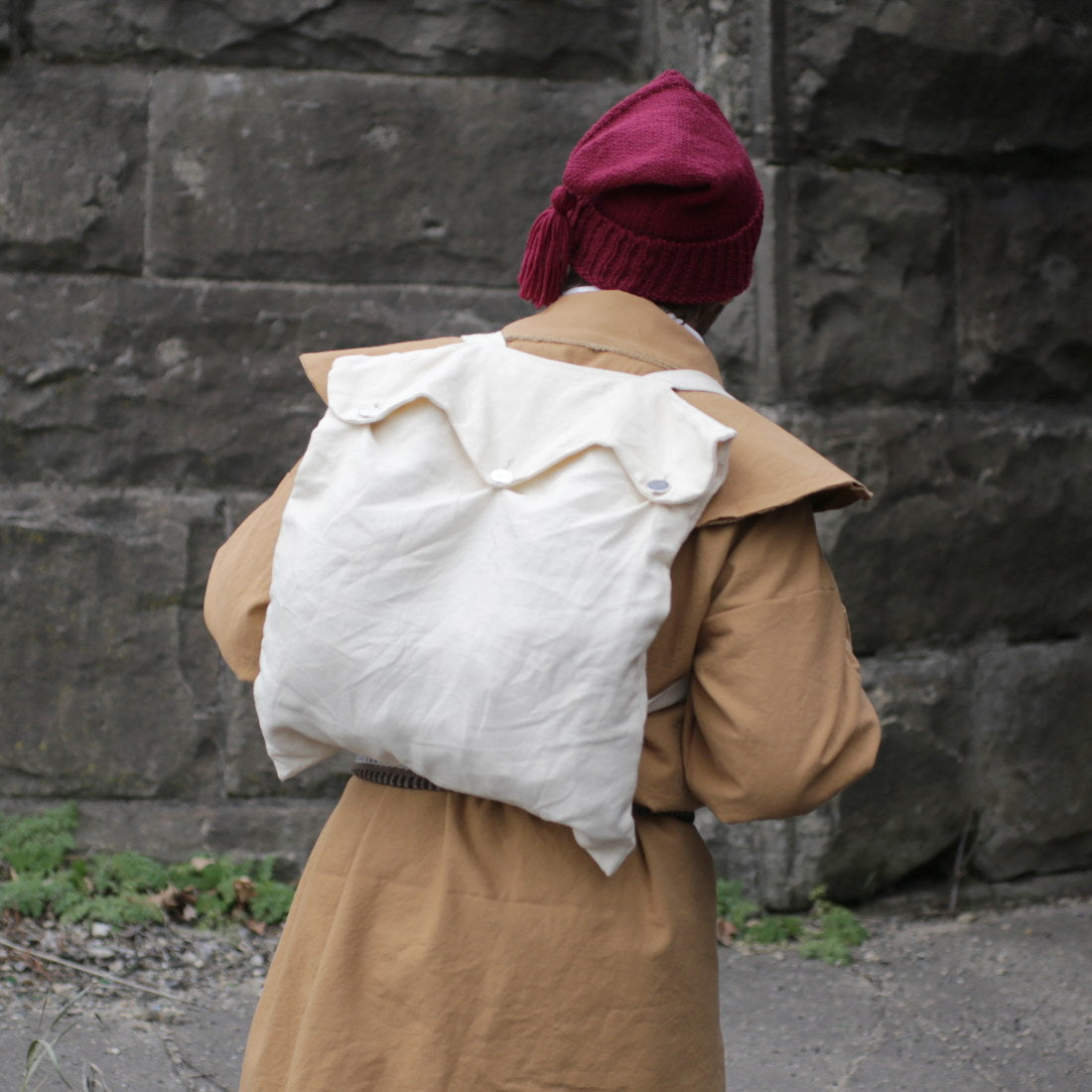 Premium Linen Knapsack Backpack with Lining - Stylish & Durable for Travel, Work, and Daily Commute