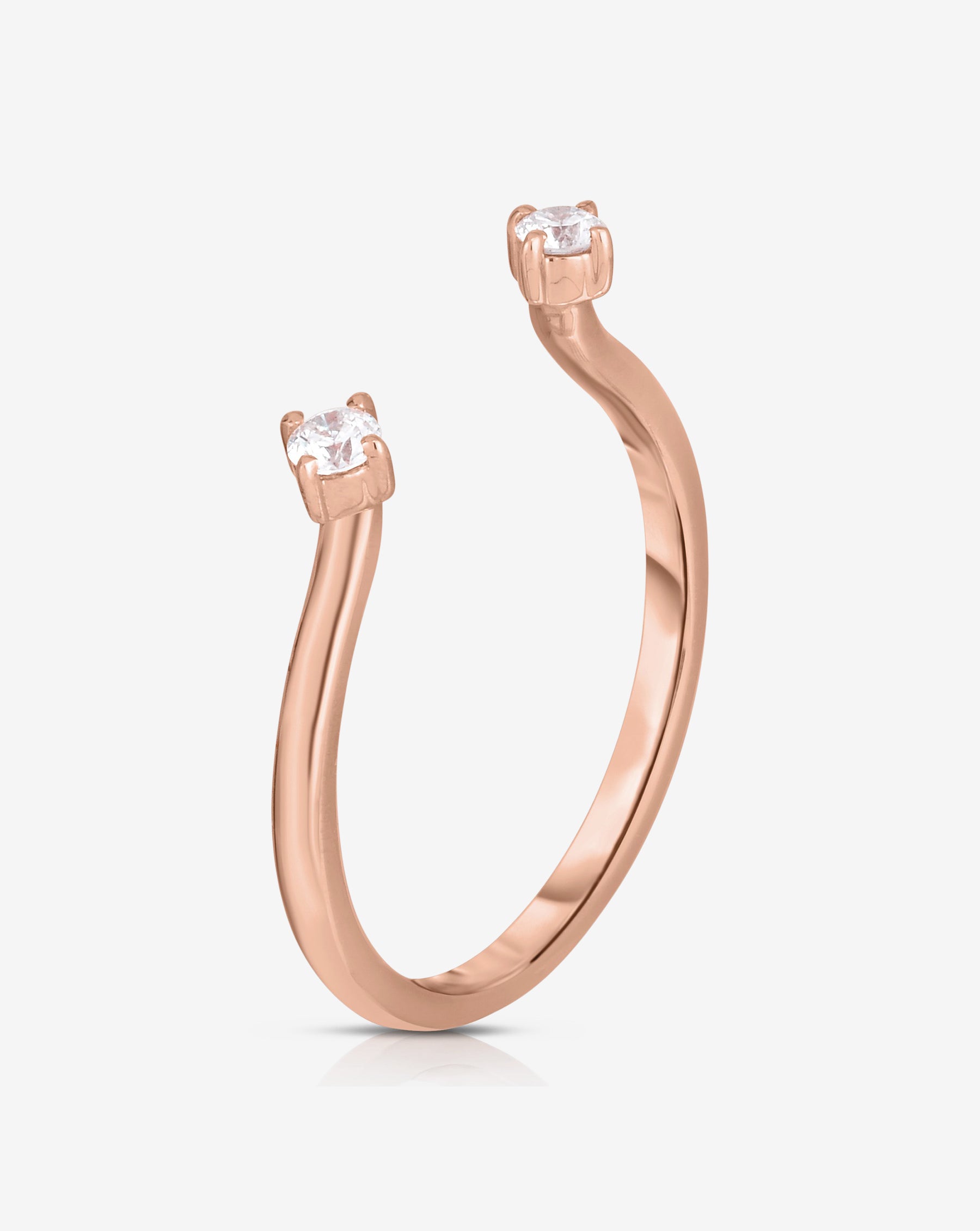 Diamond Duo Open Ring - Elegant Stackable Jewelry for Women, Perfect for Everyday Wear & Special Occasions