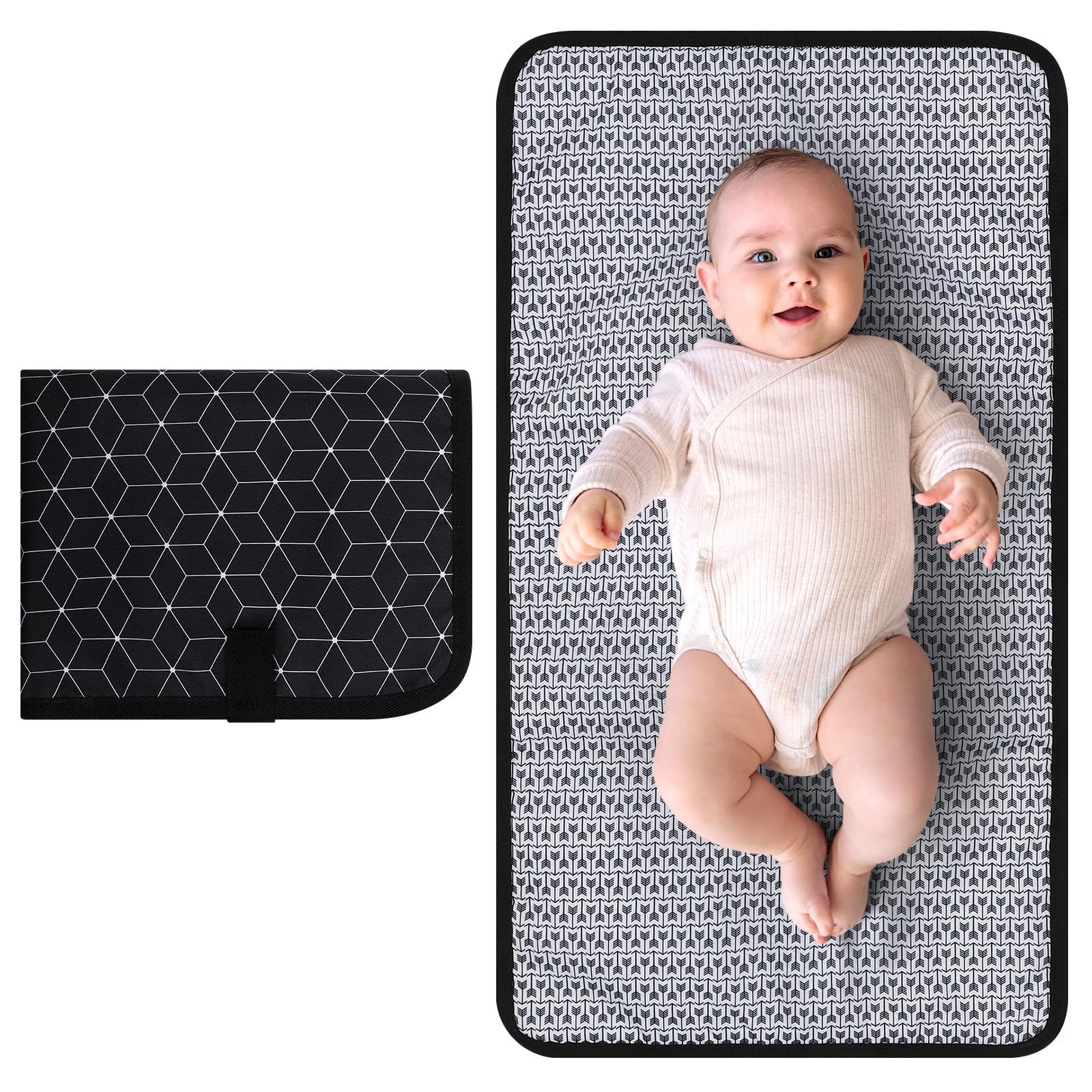 Accmor Waterproof Portable Baby Changing Pad - Foldable Travel Diaper Changing Mat for On-the-Go Parents (Black) | Perfect for Diaper Bags, Car Seats & Strollers