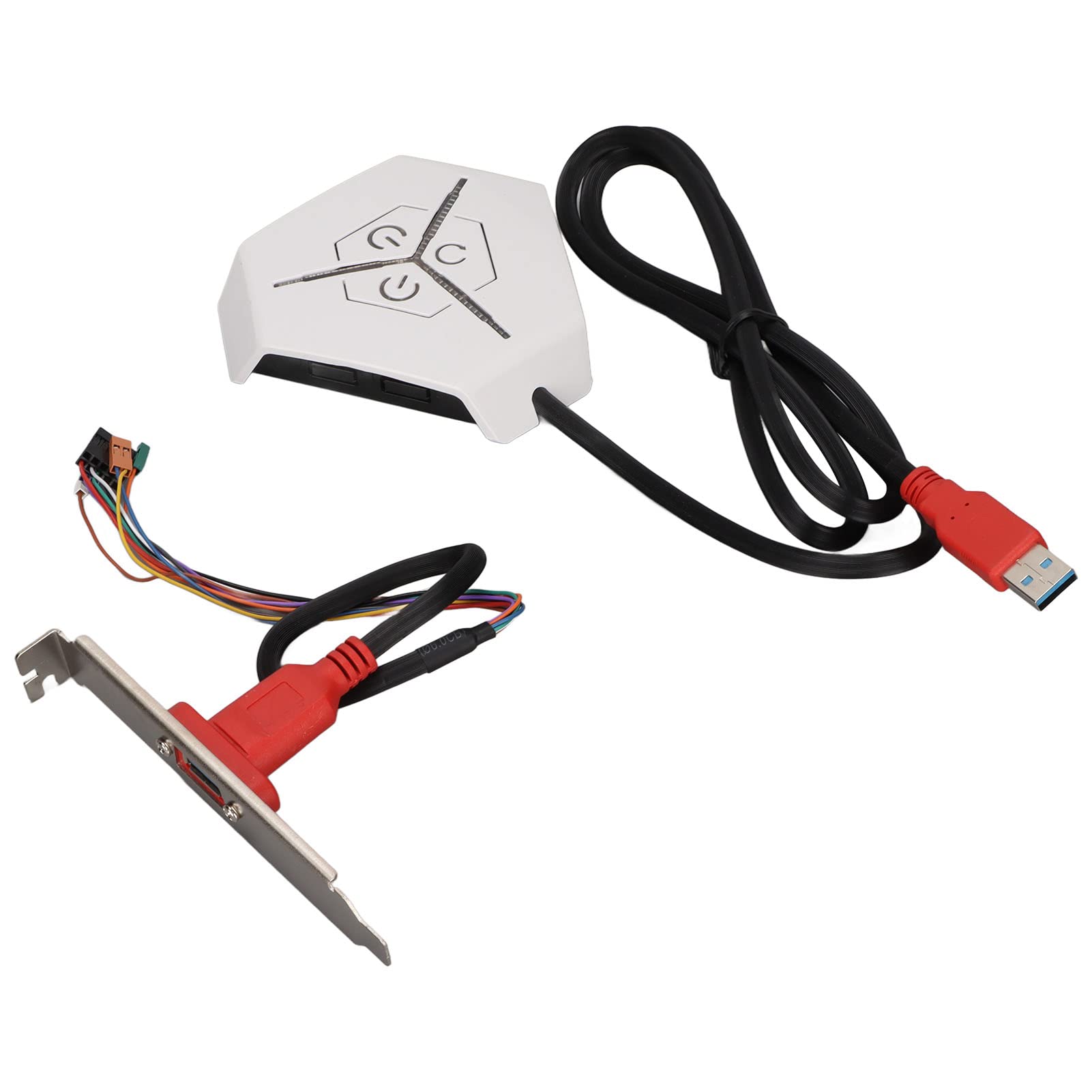 WESE Computer Power Switch with Dual USB Ports - Aerodynamic Arc Design, Durable & Moistureproof External PC Power Button for Desktop Computers - Perfect for Gaming Rigs, Workstations & Home Office Setups