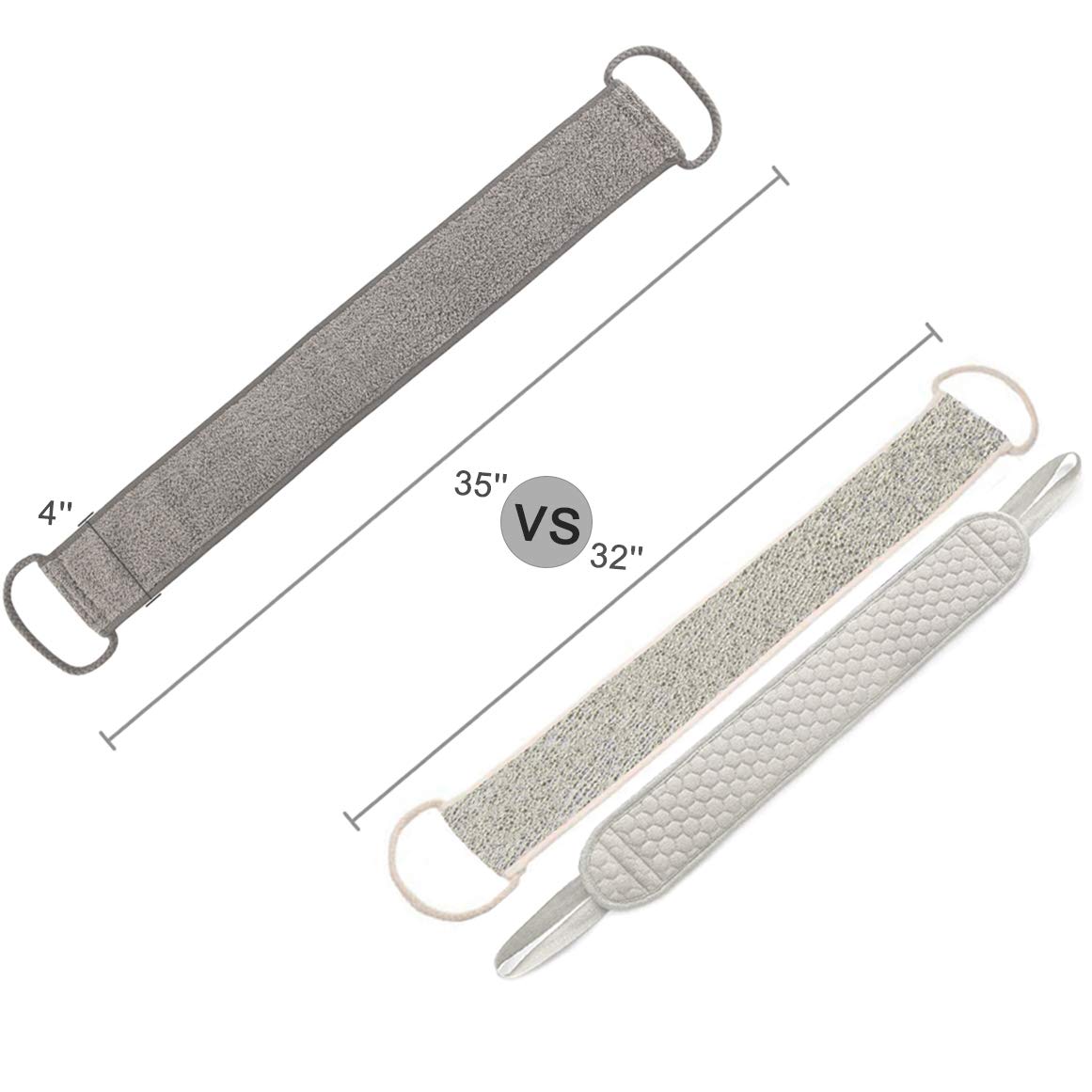 Natural Flax Loofah Back Scrubber for Women & Men - Dual Sided Exfoliating Luffa Bath Brush with Strap (4