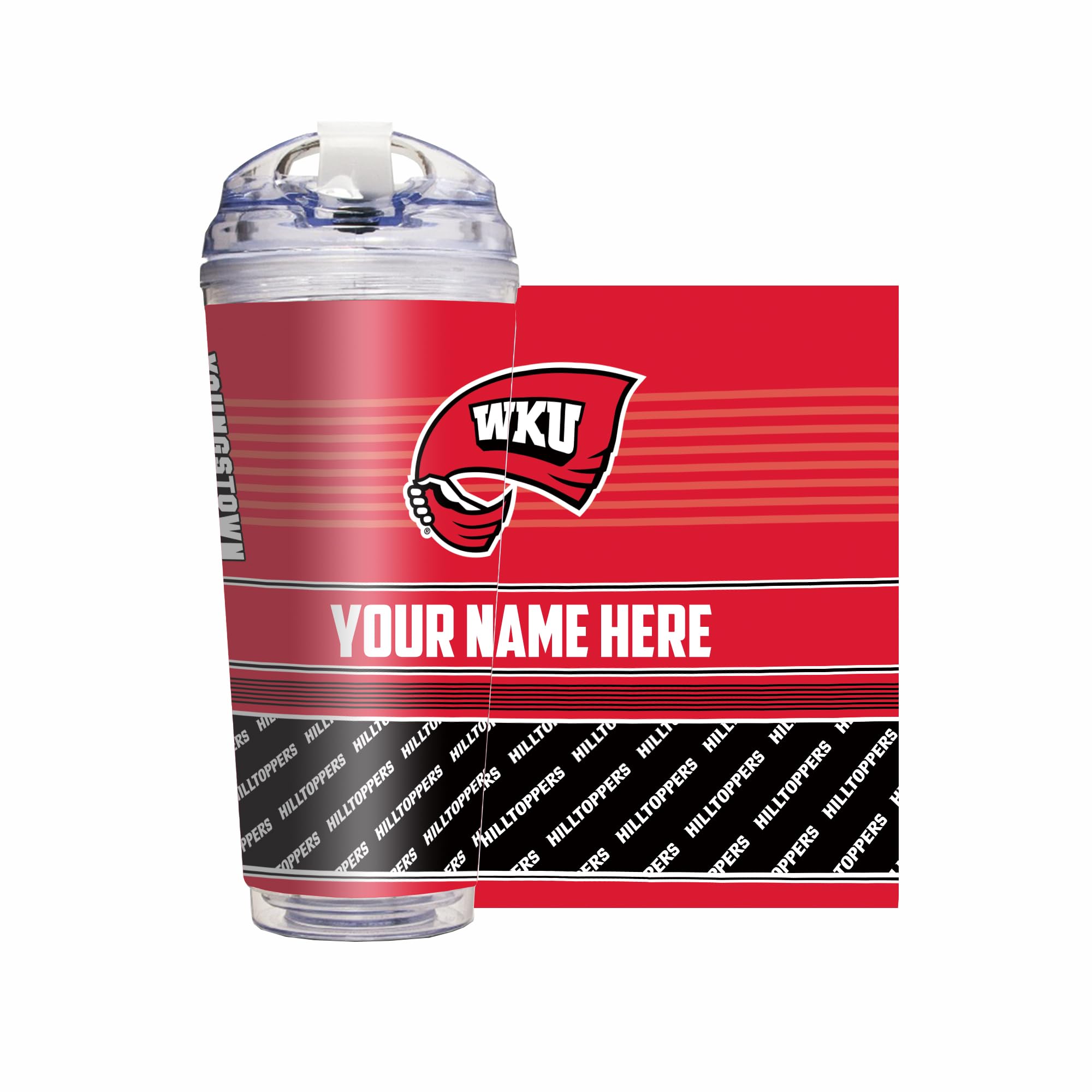 Personalized NCAA Western Kentucky Hilltoppers 24oz Insulated Tumbler with Hinged Lid - Team Color Travel Mug for Hot & Cold Drinks - Perfect for Game Day, Office, Gym & Outdoor Activities