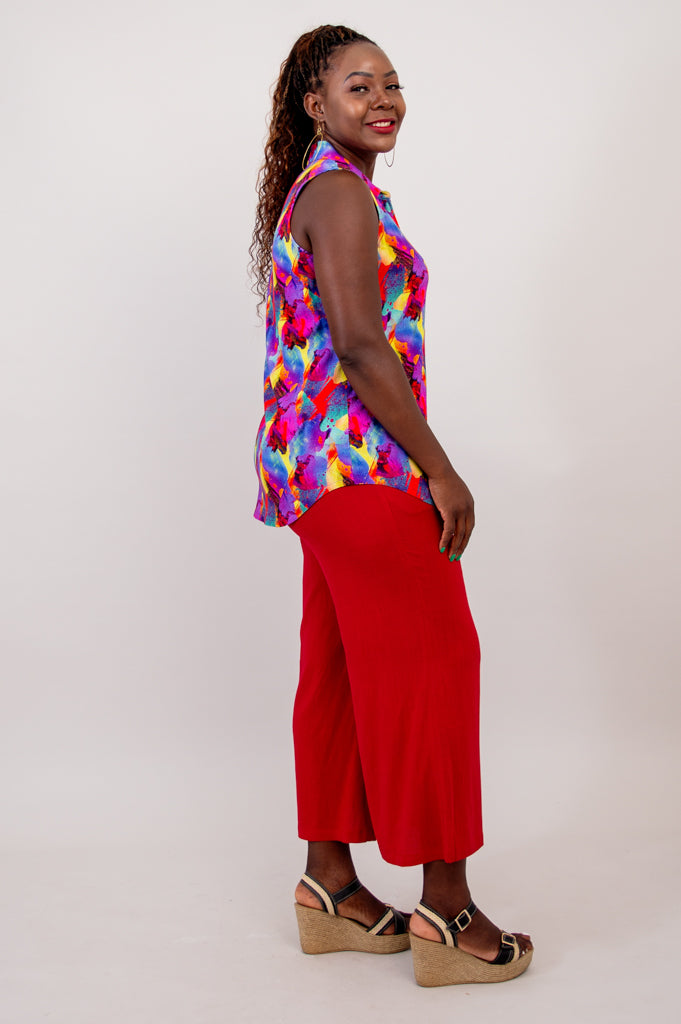 Starburst Hula Tank Top - Soft Linen Bamboo Blend for Women - Perfect for Yoga, Beach & Summer Outfits