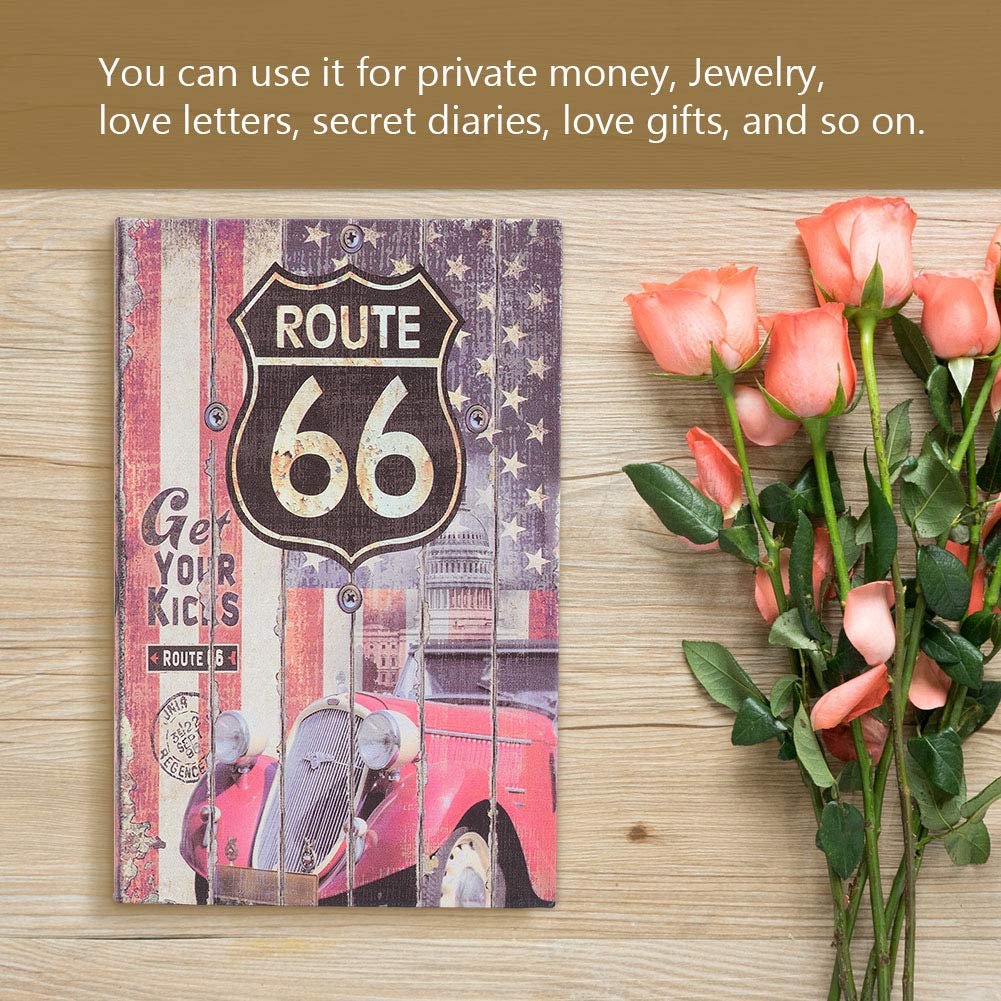 Red Mini Safe Box - Diversion Book Case Safe with Combination Lock (Route 66) | Portable Security for Cash, Jewelry & Valuables | Home, Office & Travel Use