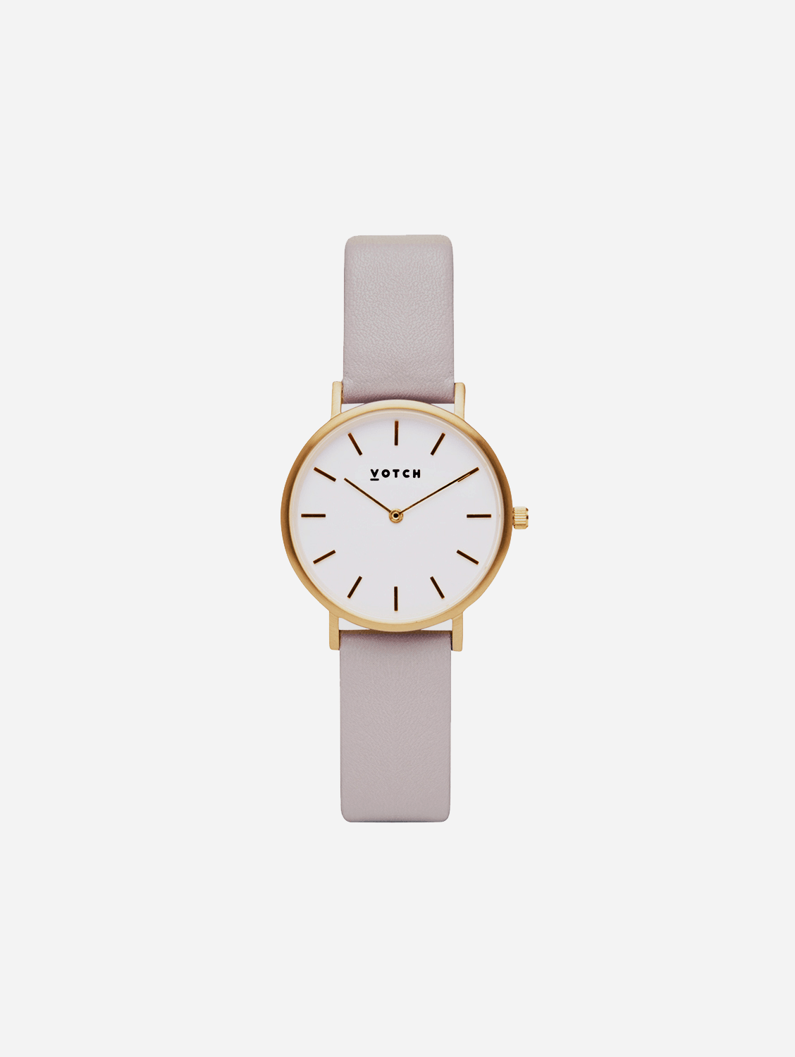 Elegant Petite Watch with Gold & White Dial - Light Grey Vegan Leather Strap for Women | Perfect for Office, Casual Wear & Special Occasions