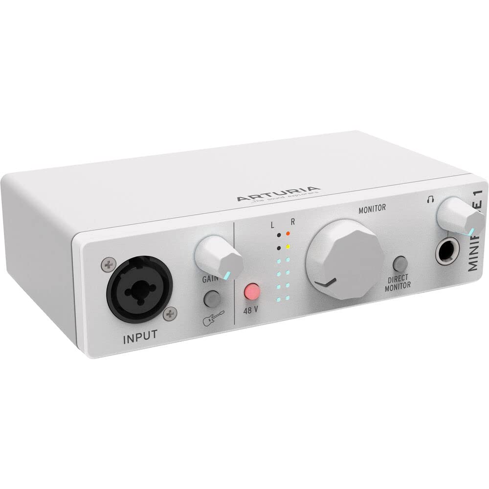 Arturia MiniFuse 1 USB-C Audio Interface Bundle - White | Includes Studio Monitor Headphones & XLR Cable | Perfect for Home Recording, Podcasting & Music Production