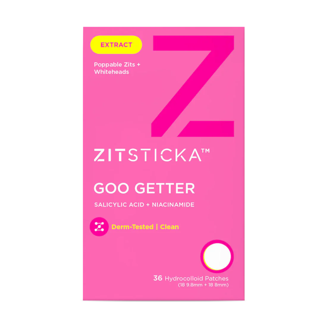 Goo Getter Hydrocolloid Acne Pimple Patches for Face - ZitSticka Spot Treatment for Breakouts, Blemishes & Zits - Perfect for Overnight Use & On-the-Go Skincare