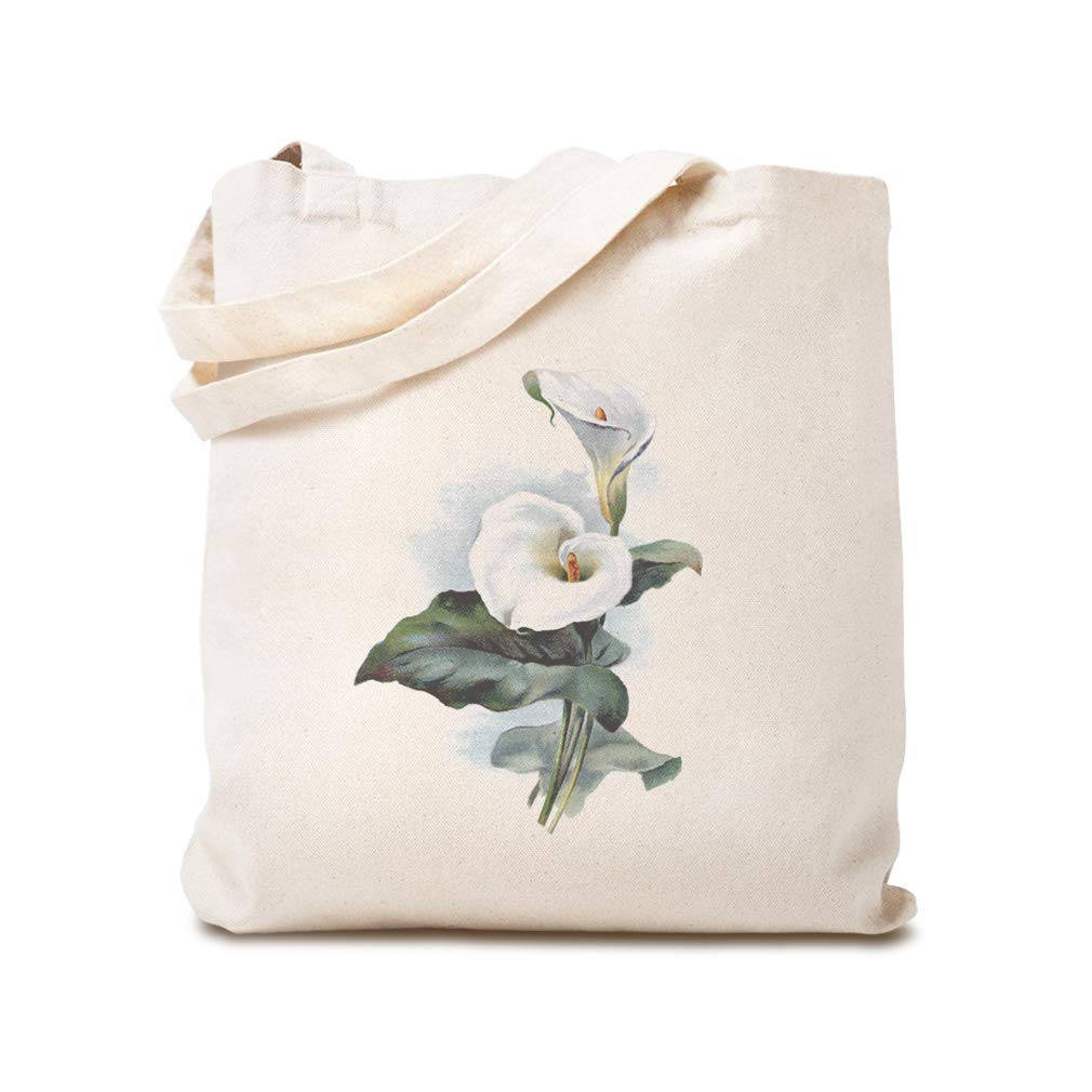 Vintage Floral Canvas Tote Bag - Reusable Custom Shopping Bag with Cala Lily Design for Women | Perfect for Beach, Grocery & Everyday Use