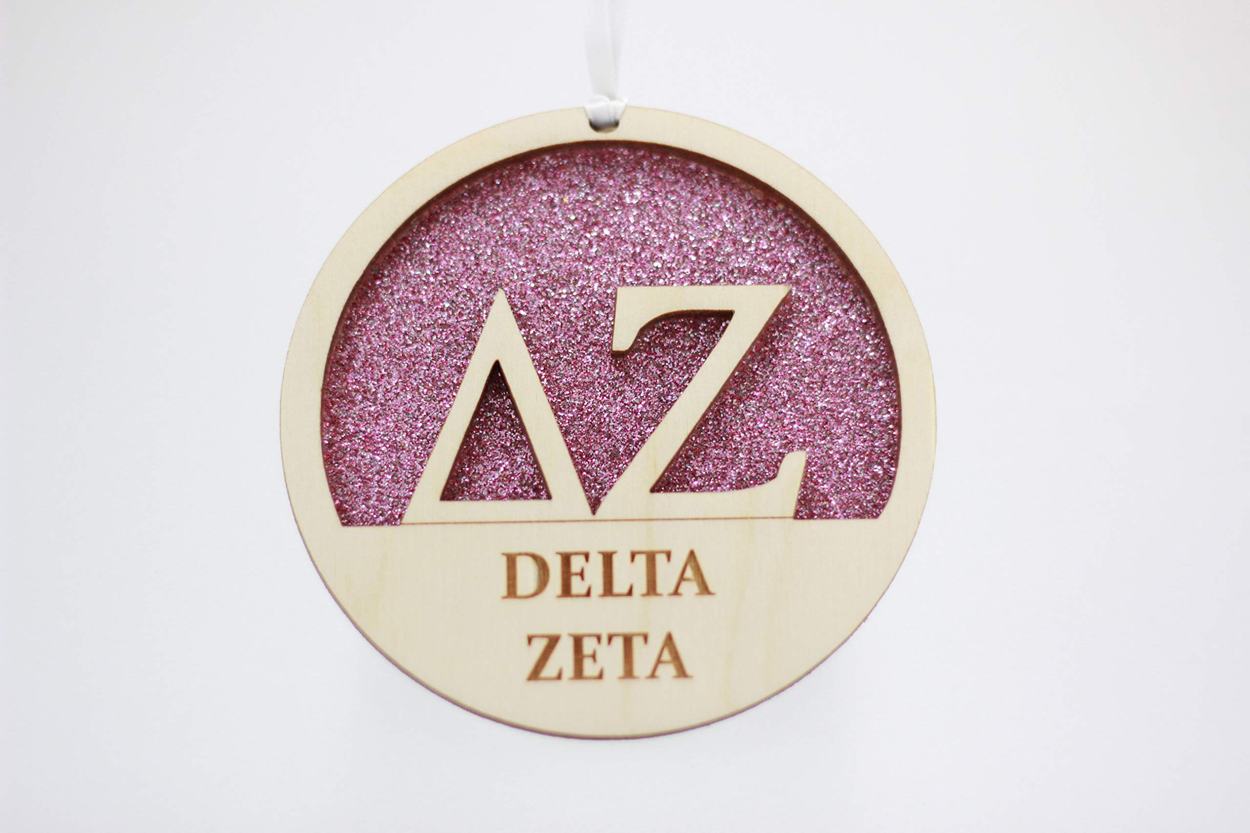 Delta Zeta Greek Letter Ornament - 3 Inch Round Laser Carved Wooden Keepsake - Perfect for Sorority Gifts, Dorm Decor, and Greek Life Celebrations