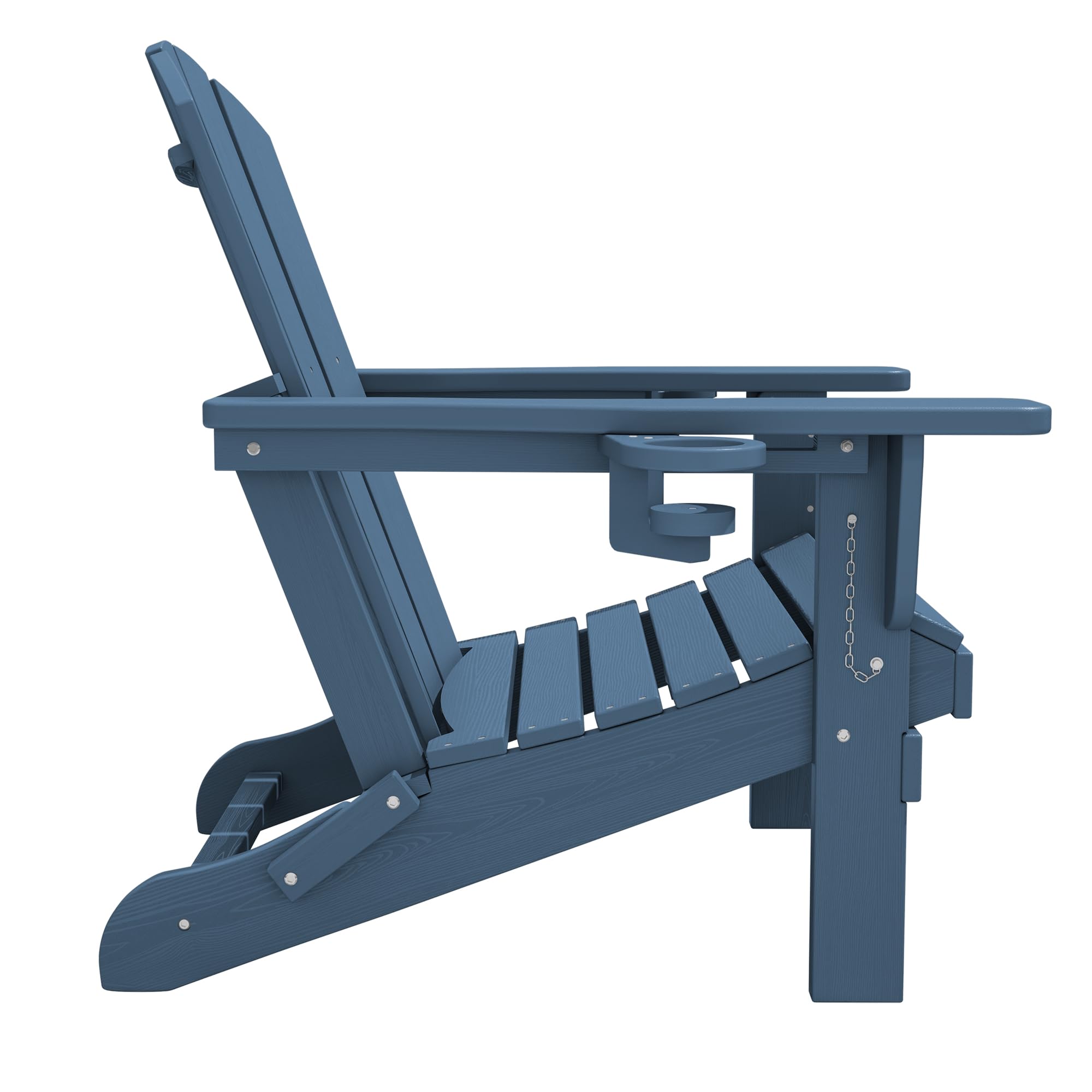 SERWALL Folding Adirondack Chair Set of 2 - HDPE Plastic Outdoor Patio Furniture with Wood-Like Finish in Navy Blue - Perfect for Backyard, Poolside, and Beach Relaxation