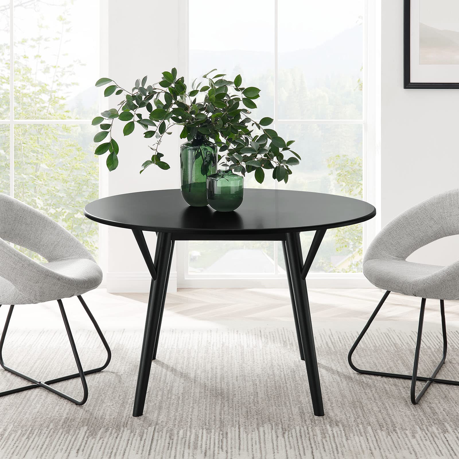 Modway Gallant 47 Inch Modern Black Dining Table - Stylish Kitchen & Dining Room Furniture for Small Spaces & Apartments
