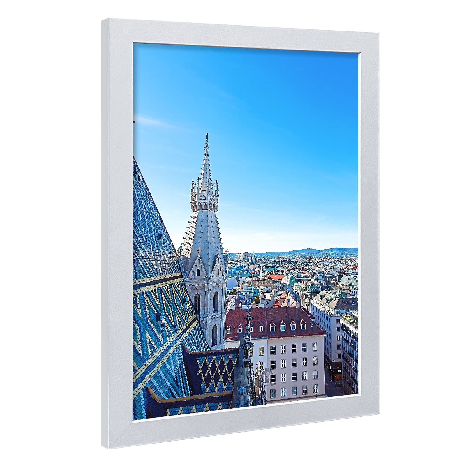 VCK 12x18 Inch Solid Wood Poster Frames - Set of 3 White Wall Mounting Hanging Picture Frames for Home Decor, Office, Gallery & Living Room Display