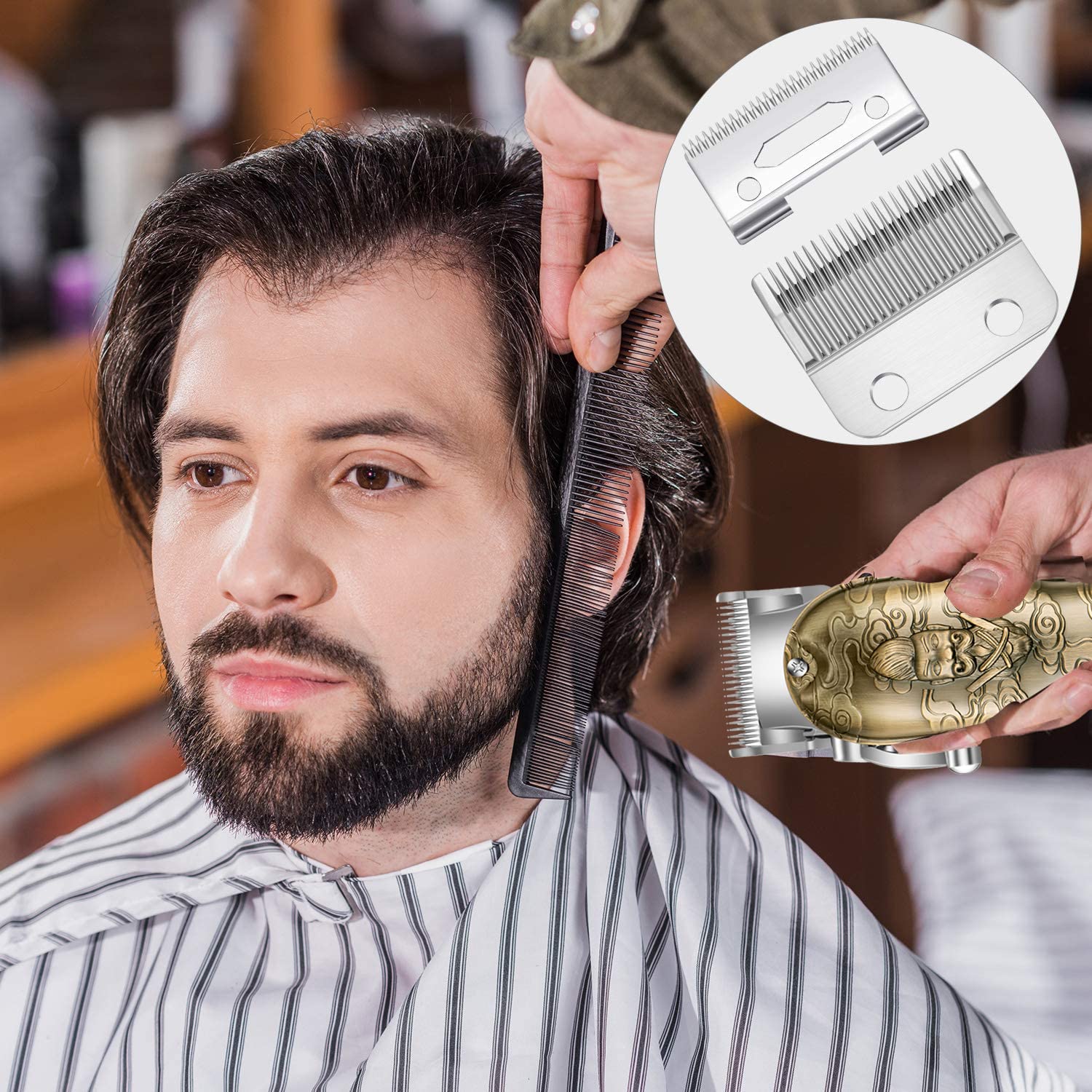 Roziapro Professional Replacement Hair Clipper Blades - Stainless Steel Detachable Trimmer Blades for Hair Clippers & Outliners | Adjustable T-Blade for Barbers & Home Haircuts | Perfect for Beard Trimming, Fading & Hair Styling