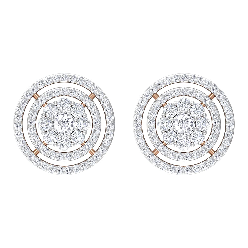10K Solid Gold Zircon Stud Earrings for Women, Cubic Zirconia Floral Stud Earrings with Accent - Elegant Gift for Birthday, Anniversary & Wedding Jewelry