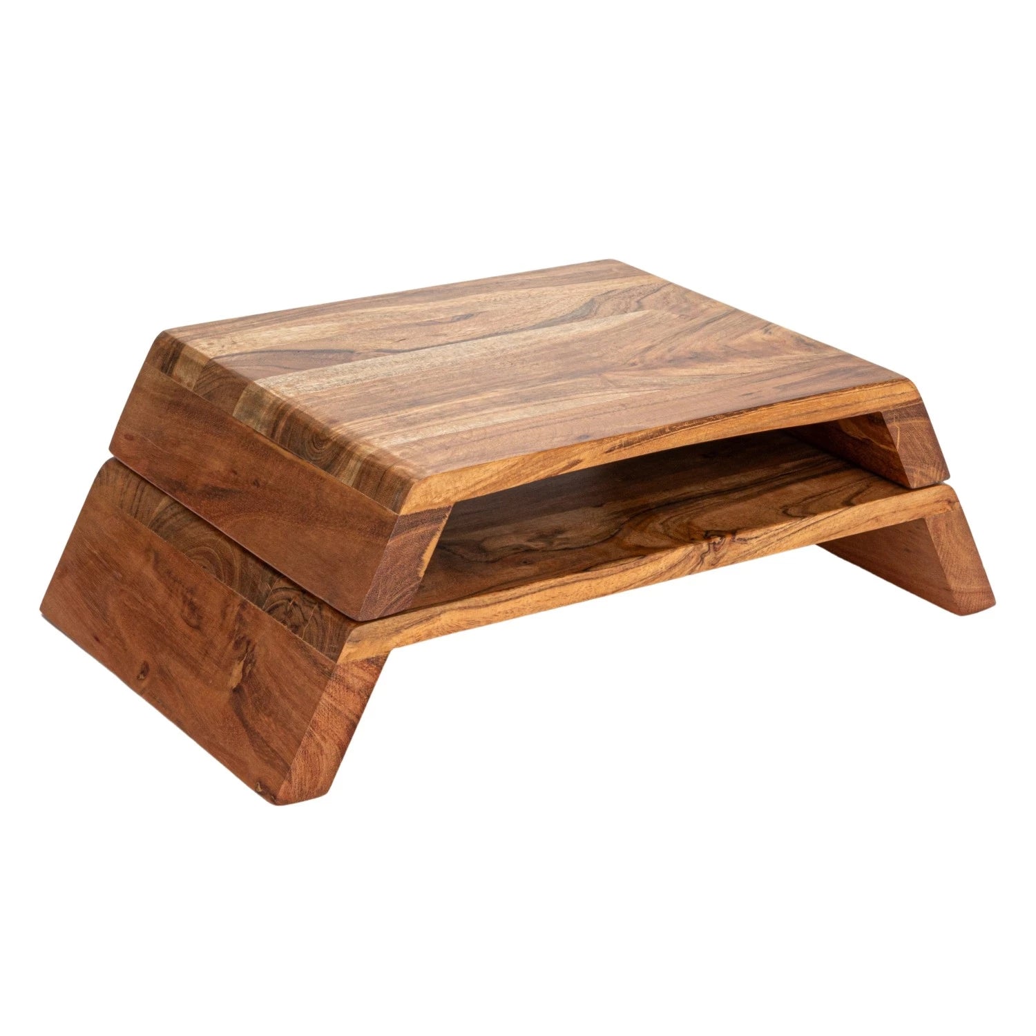 Acacia Wood Nesting Pedestals - Stackable Wooden Display Stands for Home Decor, Kitchen, Bathroom & Office Organization | Rustic Modern Style