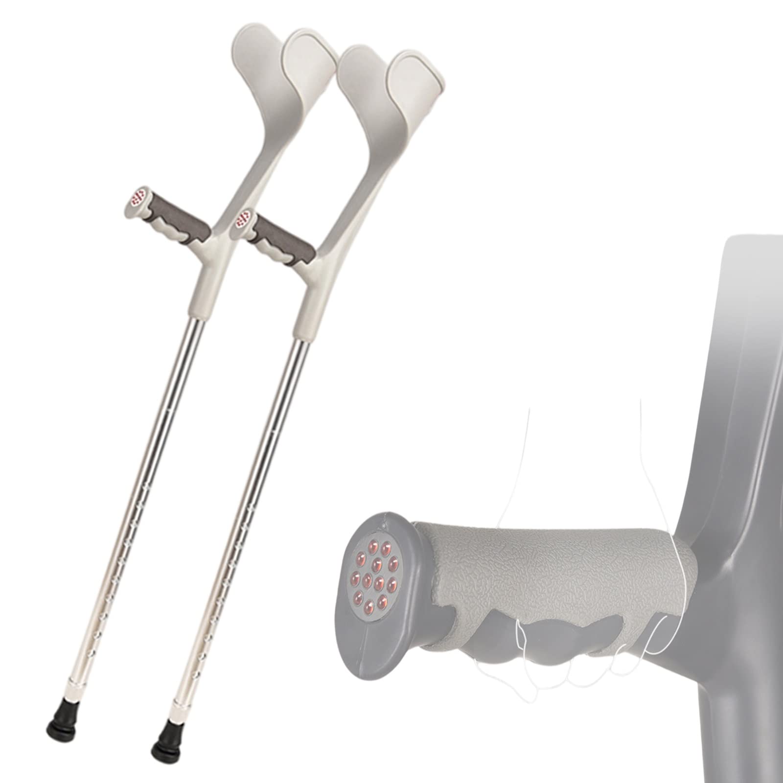 DLPPPA Ergonomic Folding Forearm Crutches for Adults - Pair of 2 Lightweight Aluminum Crutches with Open Cuff Design for Standard & Tall Users (Silver) | Ideal for Mobility Assistance, Injury Recovery & Daily Support