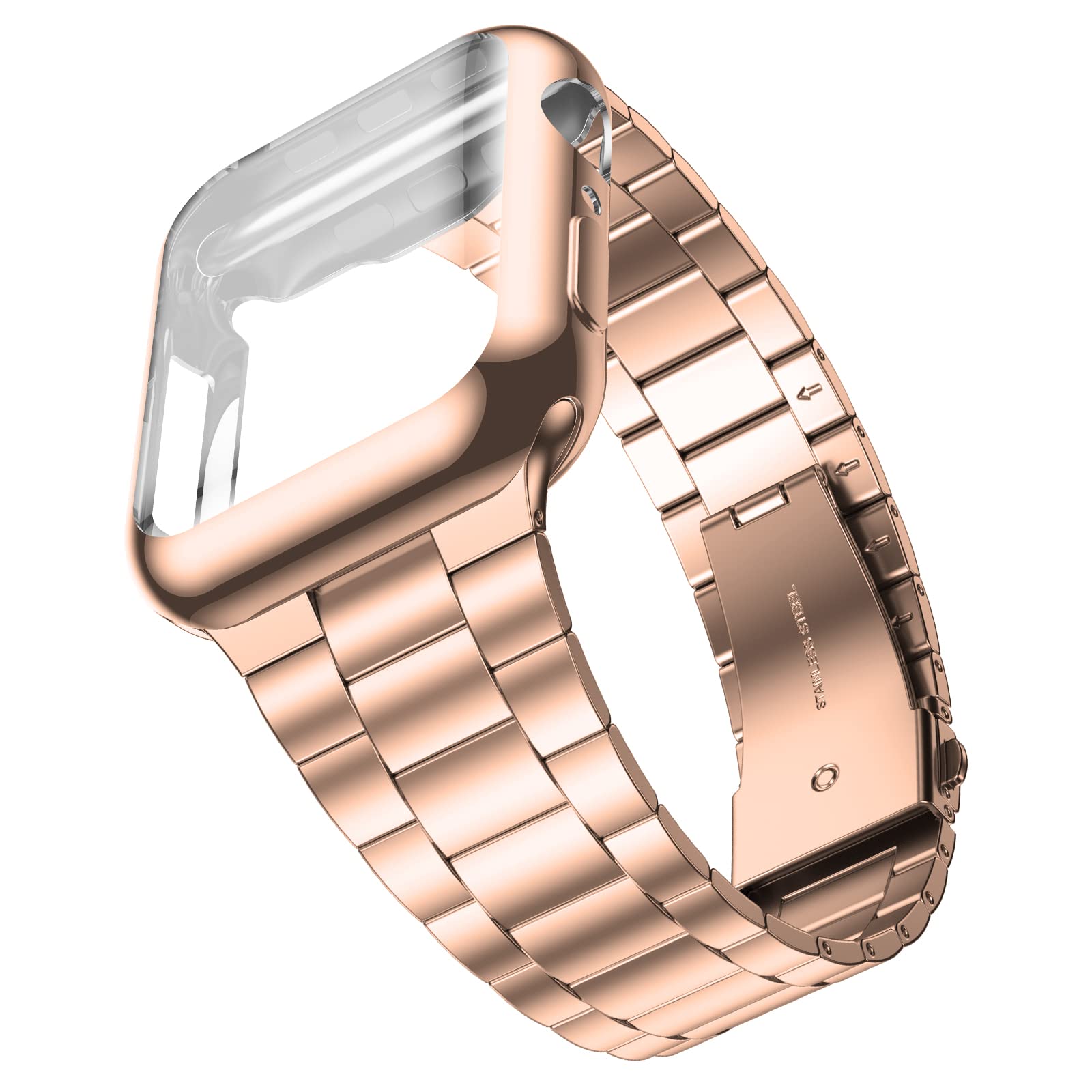 Premium Stainless Steel Apple Watch Band Compatible with Apple Watch Ultra 49mm 46mm 45mm 44mm 42mm 38mm 40mm 41mm - Durable Metal iWatch Strap with Protective Case & Screen Protector for Series 10/9/8/7/6/SE/5/4/3/2/1 - Perfect for Workouts, Business Meetings & Everyday Wear (Men & Women)