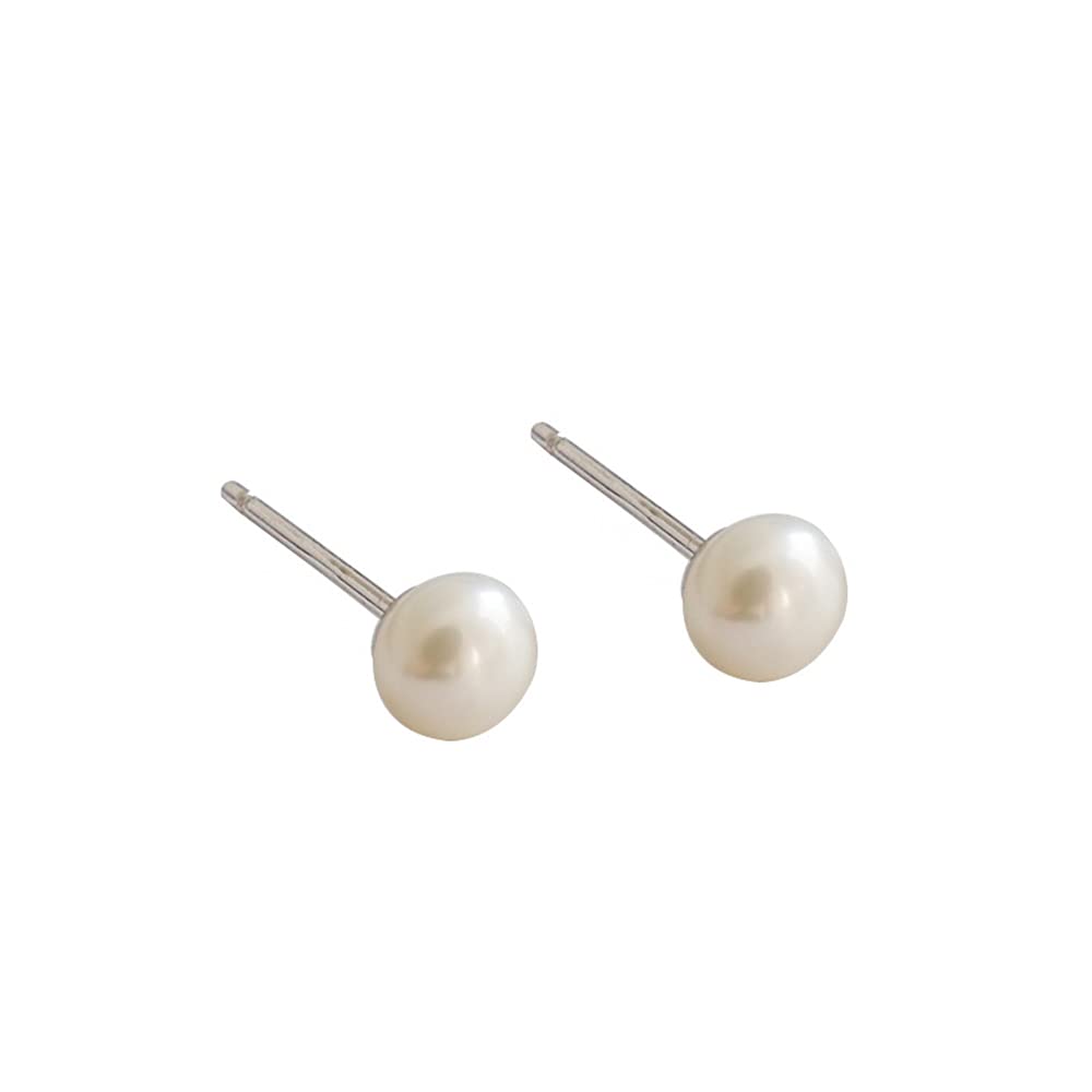 925 Sterling Silver Tiny Pearl Stud Earrings for Women & Girls - Hypoallergenic Small Ball Studs for Sensitive Ears, Perfect for Conch, Tragus & Helix Piercings - Cute Mini Jewelry Gift for Mom, Wife, Daughter (Birthday, Anniversary, Valentine's Day) - Ideal for Everyday Wear, Office & Special Occasions