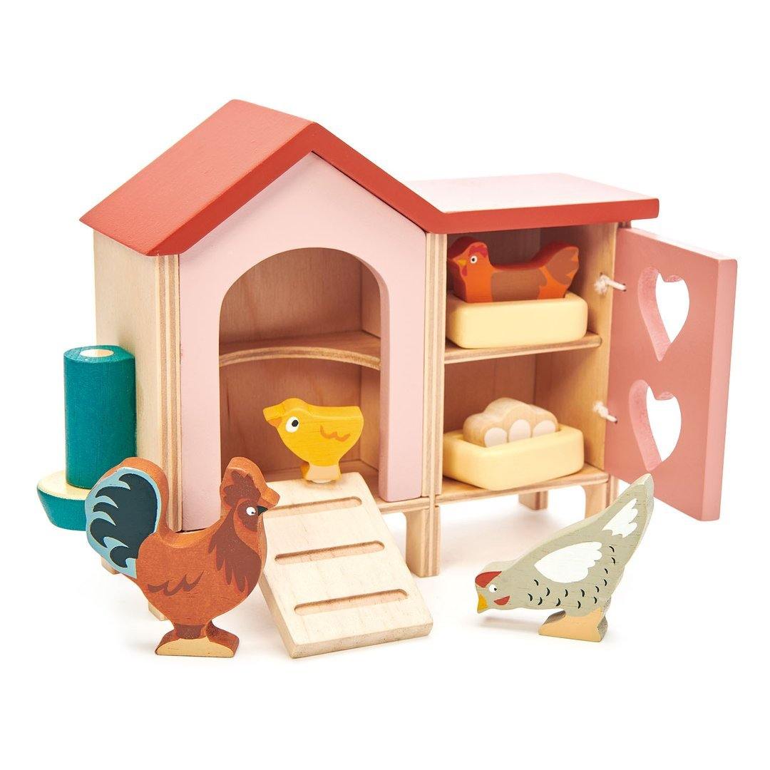 Tender Leaf Toys Wooden Chicken Coop Playset - Farm Animal Toy for Kids, Educational Pretend Play Gift for Toddlers & Preschoolers | Perfect for Farm-Themed Birthday Parties & Montessori Learning Activities