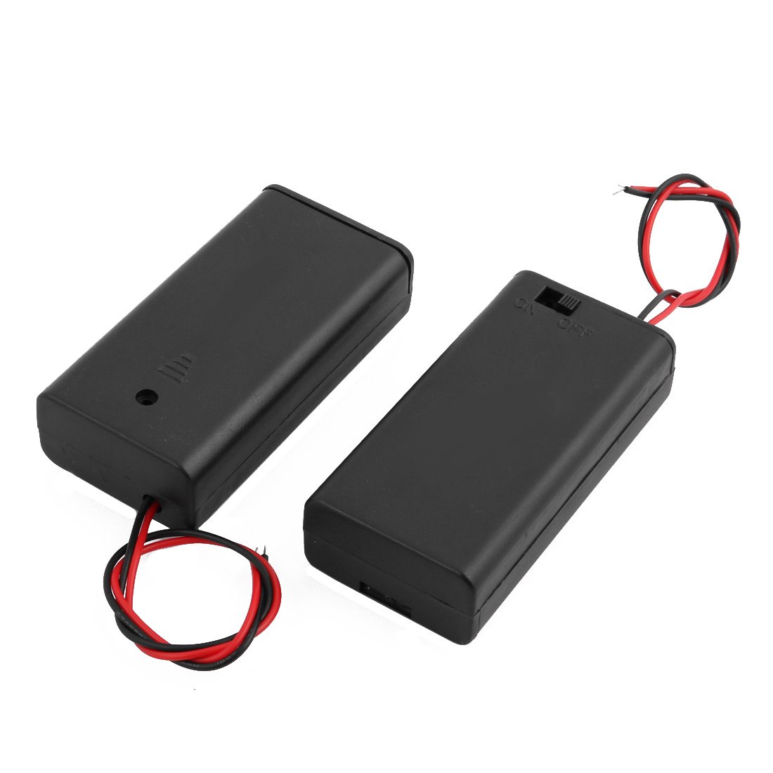 2Pcs 3V AA Battery Holder with On/Off Switch - 160mm Enclosed Case Box, 2 Batteries & Chargers Included - Perfect for DIY Electronics, RC Toys, and Power Strips (Black)