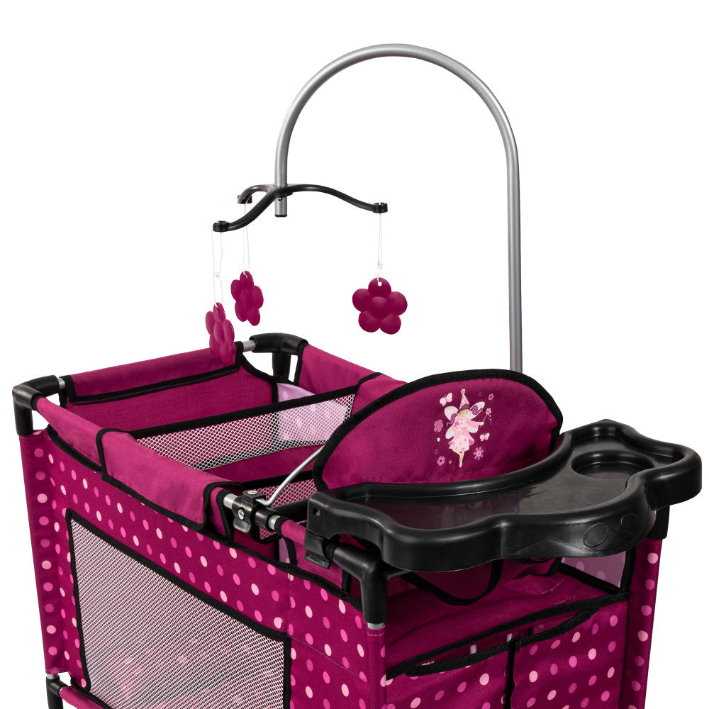 Bayer Design Dolls Playpen - Hot Pink with Dots & Fairy Theme for 18
