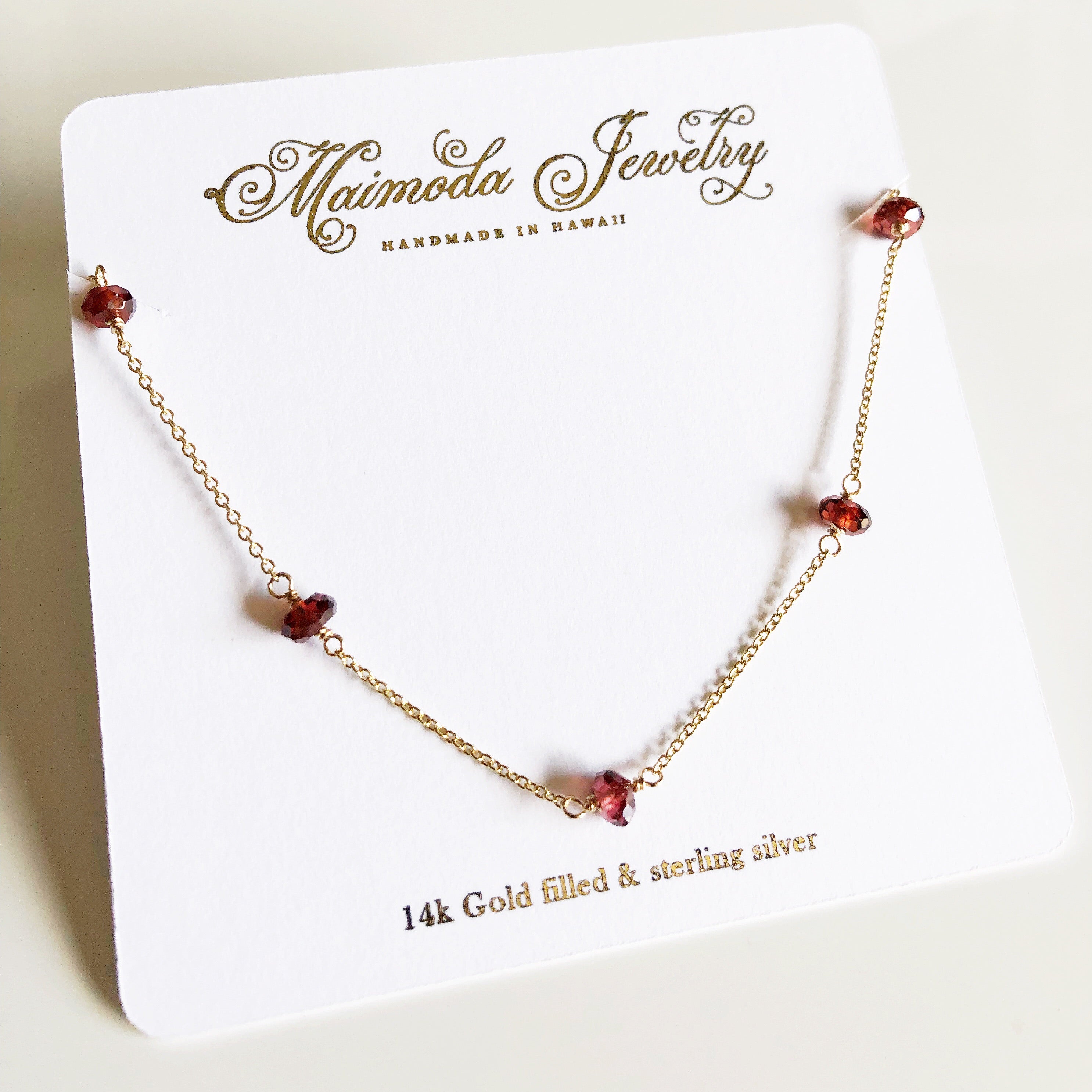 SIENNA Garnet Necklace (N310) - Elegant Red Gemstone Jewelry for Women, Perfect for Parties, Weddings & Gifts