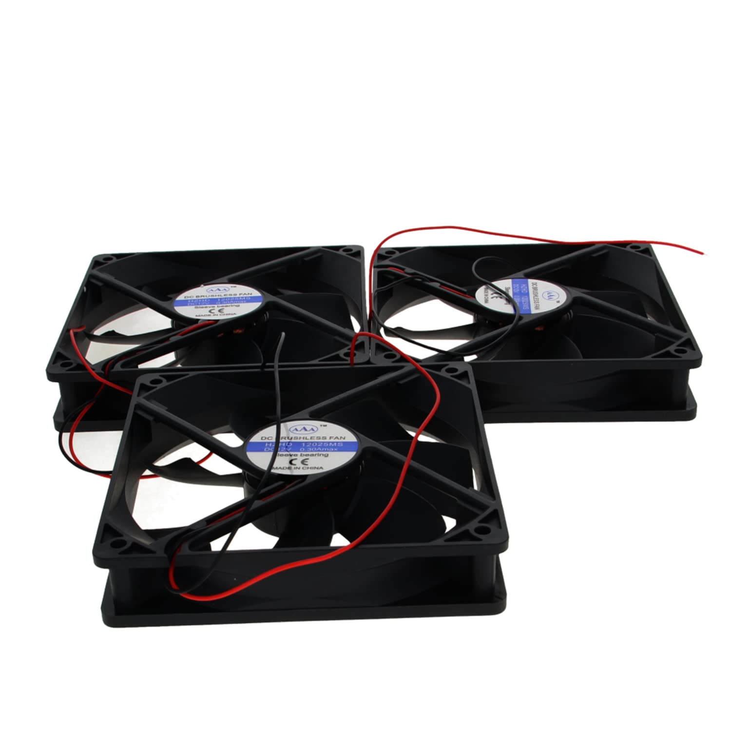 Aicosineg 12V Sleeve Bearing Cooling Fan - 3.6W 120x120x25mm PC Case Fan, Long Life Computer Cooling Fan for CPU Radiator & PC Case (3 Pack) - Perfect for Gaming PCs, Workstations, and Home Office Computer Cooling Systems