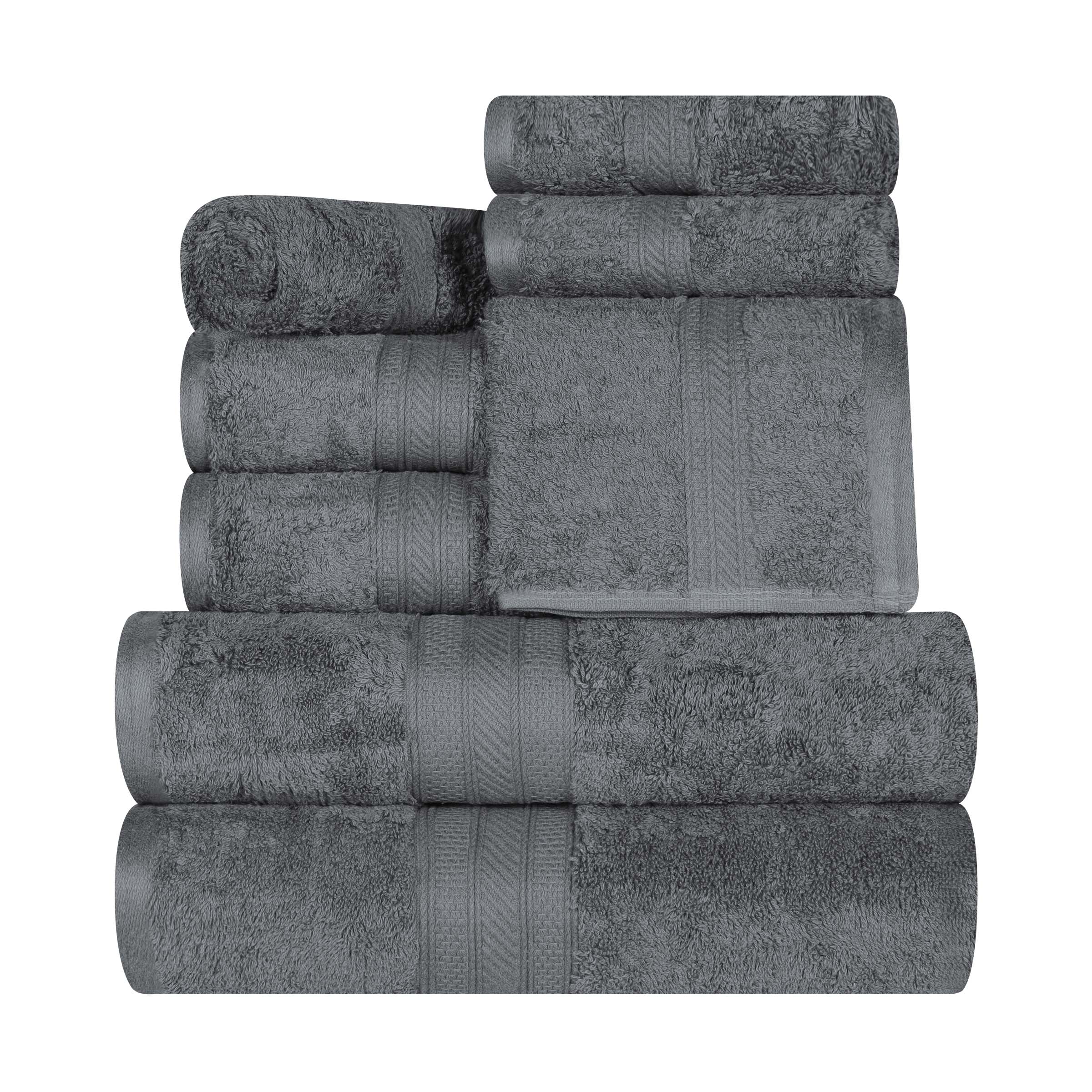 Atlas Cotton Plush Absorbent Heavyweight 8-Piece Bath Towel Set - Ultra Soft & Quick Dry for Spa, Gym, and Luxury Home Use
