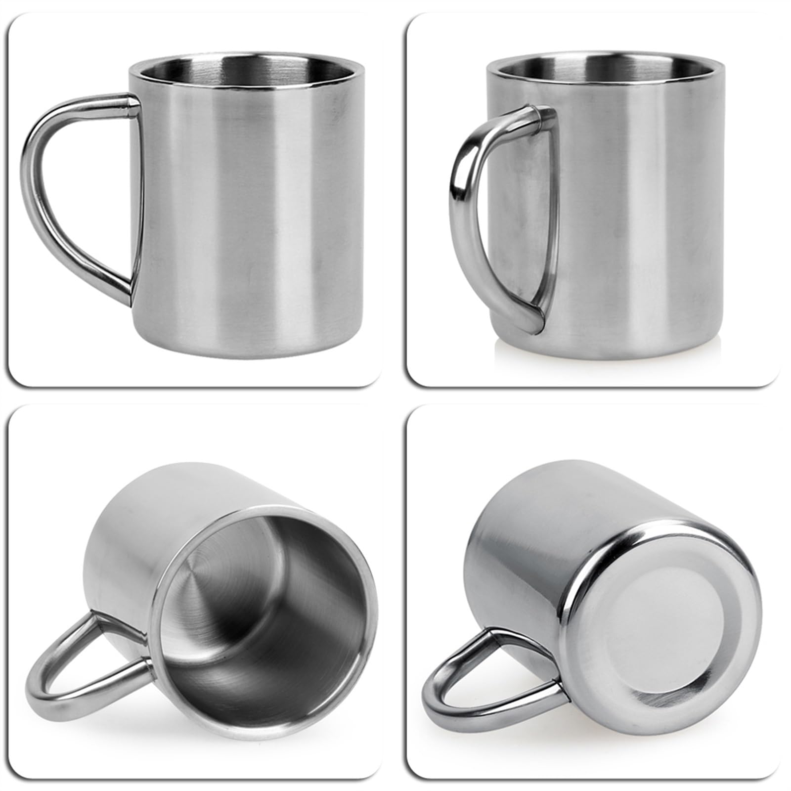 Double Wall Stainless Steel Insulated Milk Tea Cup with Handle - Leakproof Travel Mug for Camping, Hiking, Office & Home Use - Perfect for Hot/Cold Beverages Like Coffee, Tea & Boba