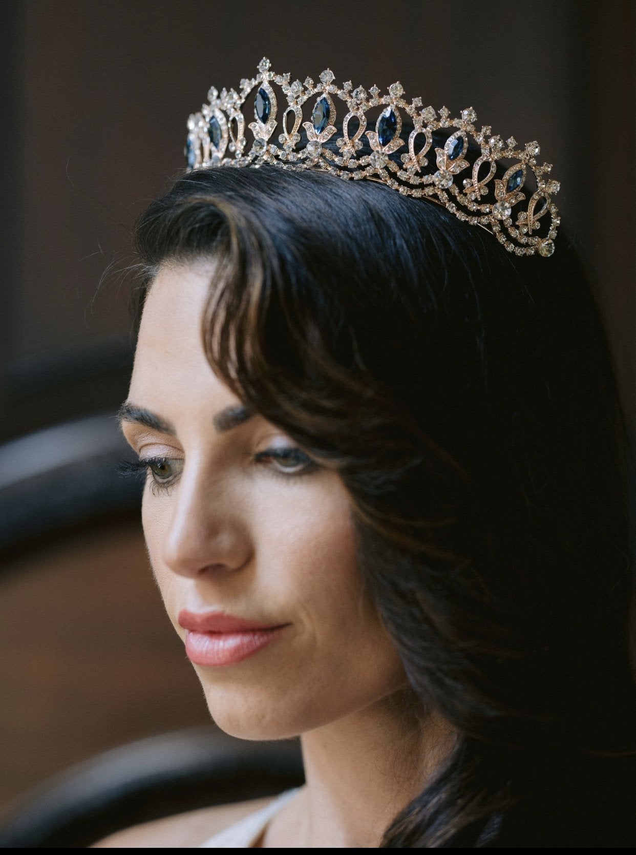 GRAND SERENA Rose Gold Tiara with Swarovski Crystals - Elegant Bridal Crown for Weddings, Prom, Quinceañera & Special Occasions