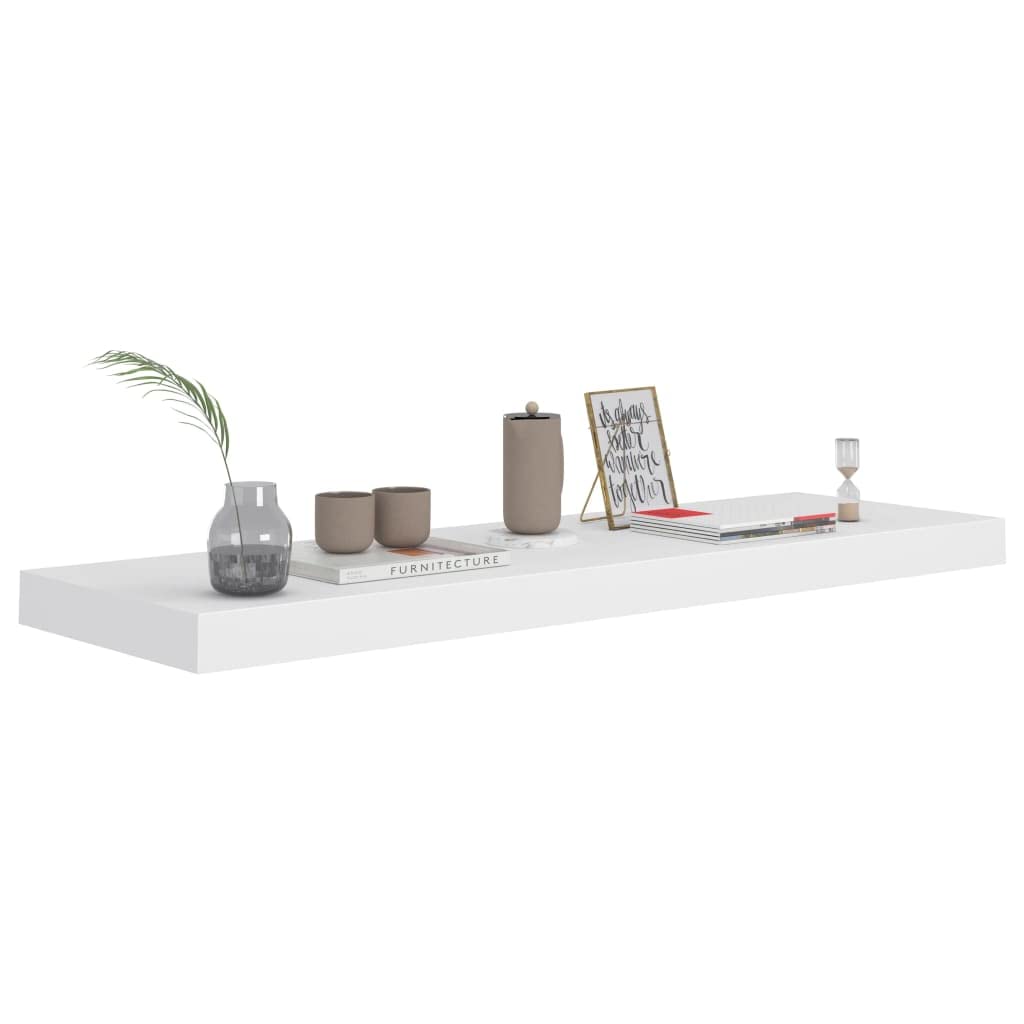 Modern Floating Wall Shelf Set of 2 - White MDF Ledge Shelves 31.5