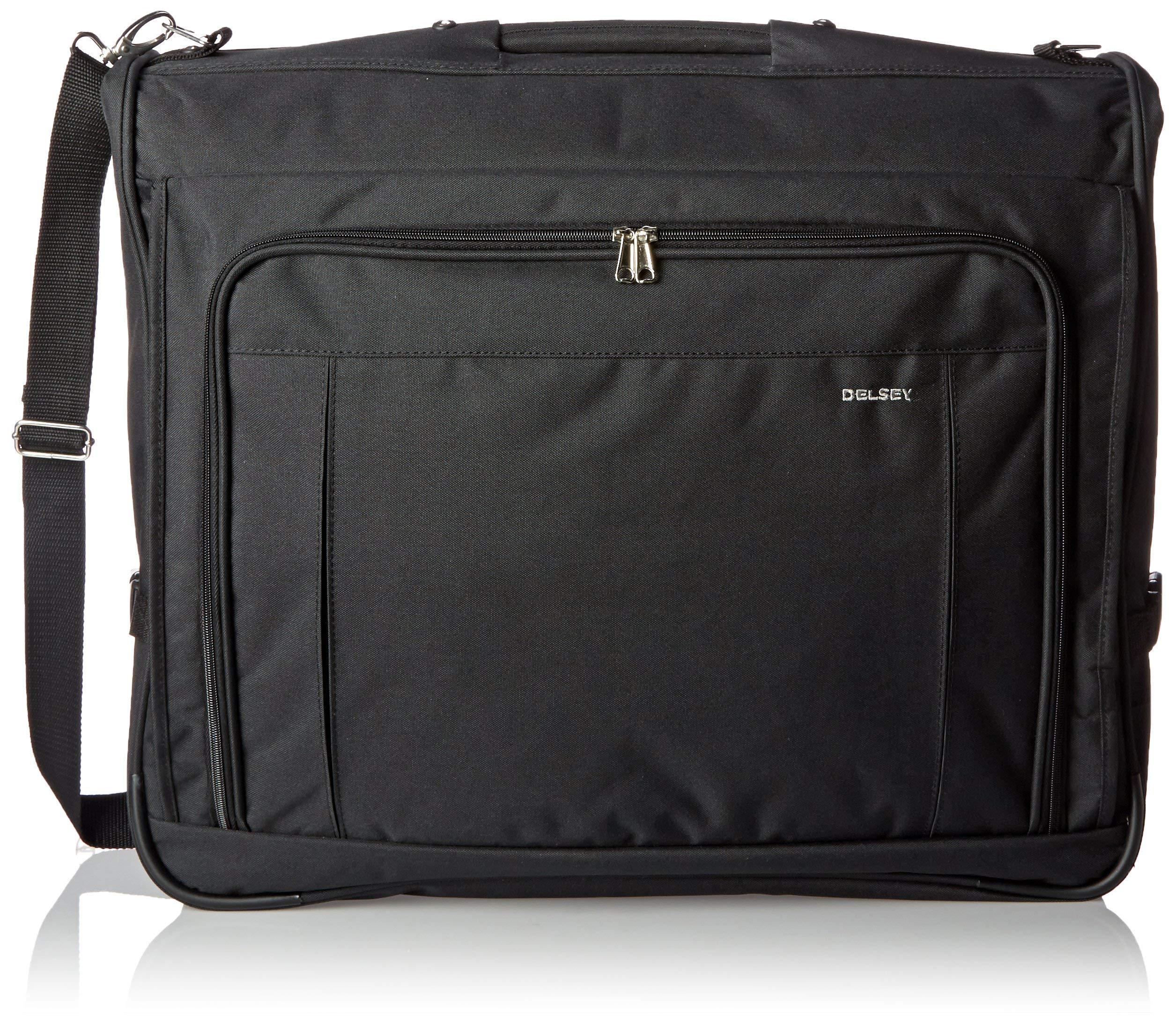 DELSEY Paris Deluxe 45 Inch Hanging Travel Garment Bag for Suits & Dresses - Black - Perfect for Business Trips, Weddings & Formal Events