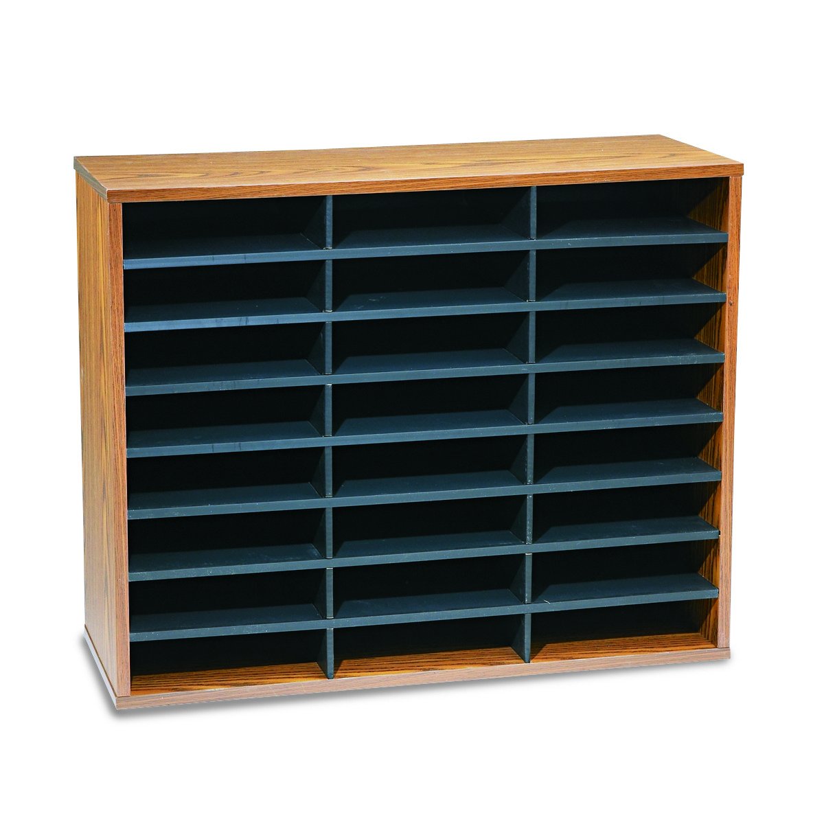 Fellowes 24-Compartment Letter Size Literature Organizer, Medium Oak (25043) - Perfect for Office, School, and Home Document Storage