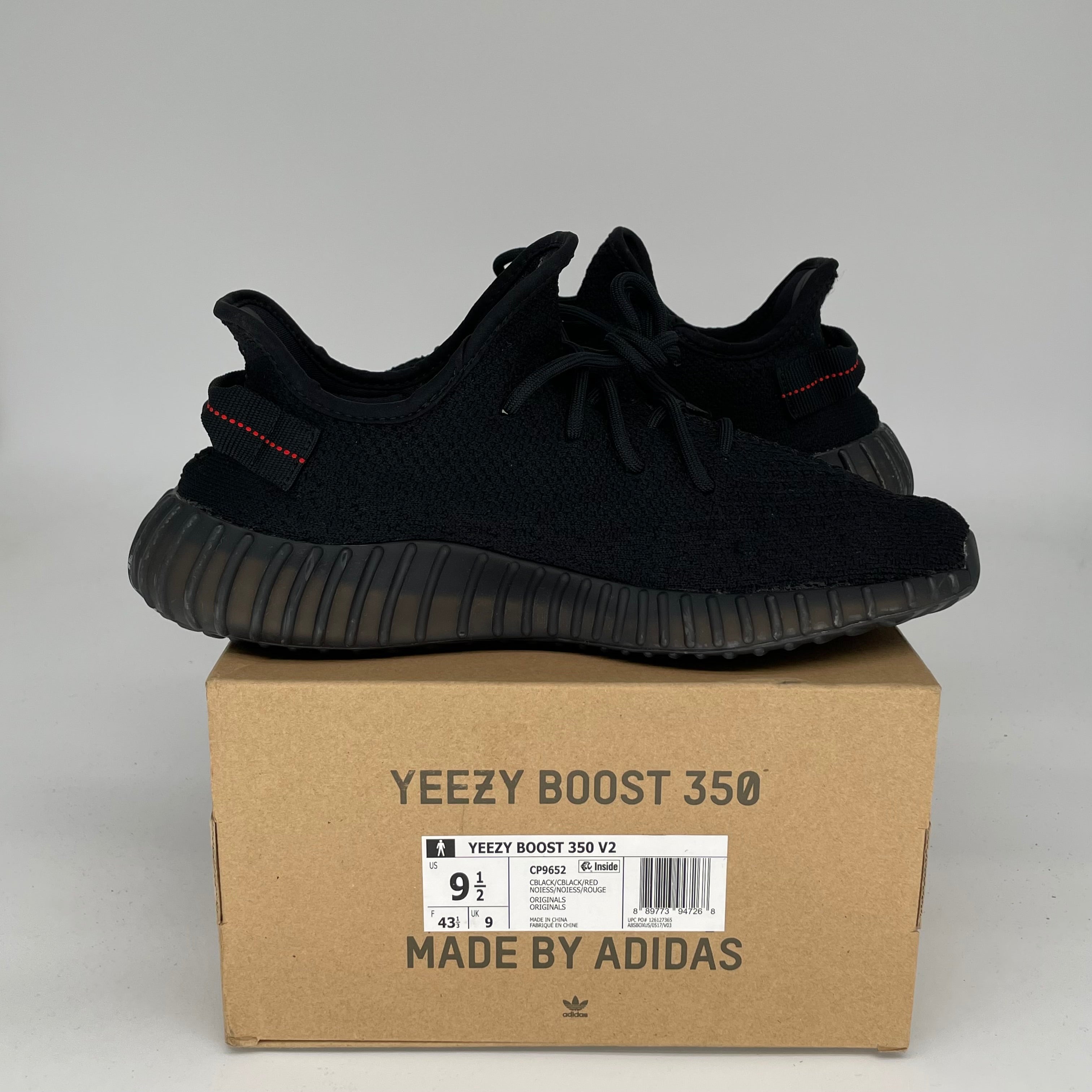 Adidas Yeezy Boost 350 V2 'Bred' Black Red - Men's Size 9.5 CP9652 | Running Shoes, Sneakers for Gym, Workout & Casual Wear