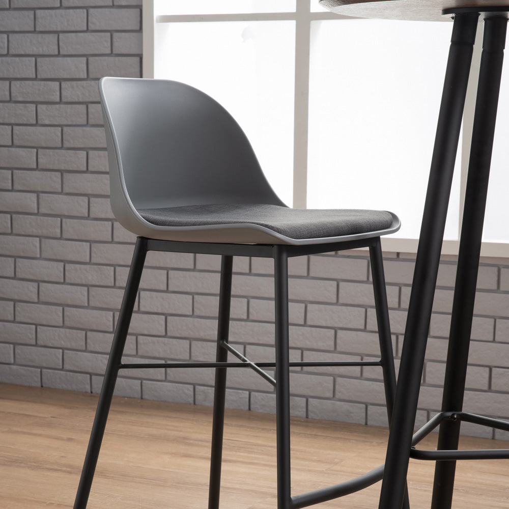 LAXMI Counter Stool - Modern Grey & Black Bar Stool for Kitchen Island, Breakfast Nook & Home Bar - Adjustable Height & Comfortable Seating